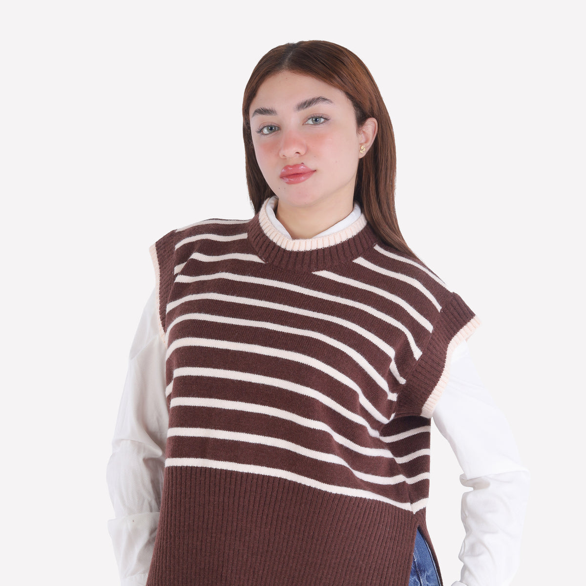 Striped Sleeveless Knit Sweater 2136/064