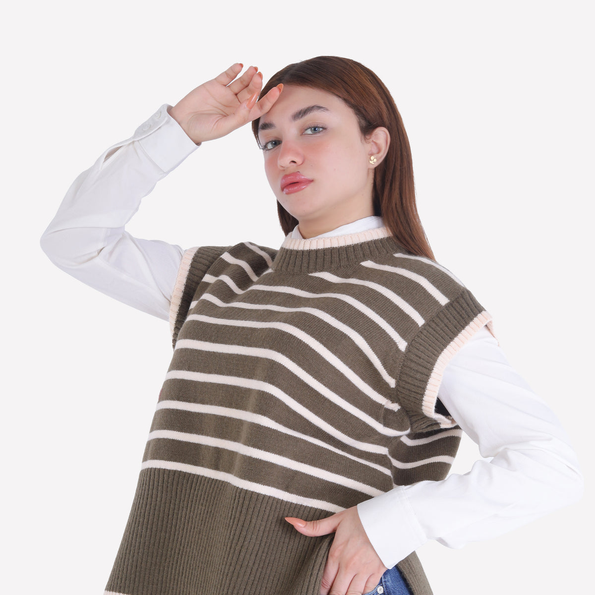 Striped Sleeveless Knit Sweater 2136/064