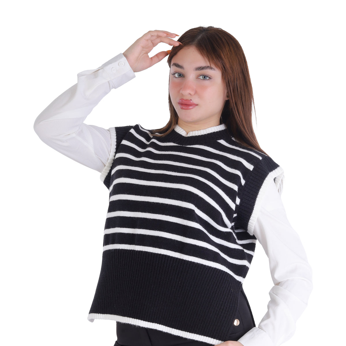 Striped Sleeveless Knit Sweater 2136/064