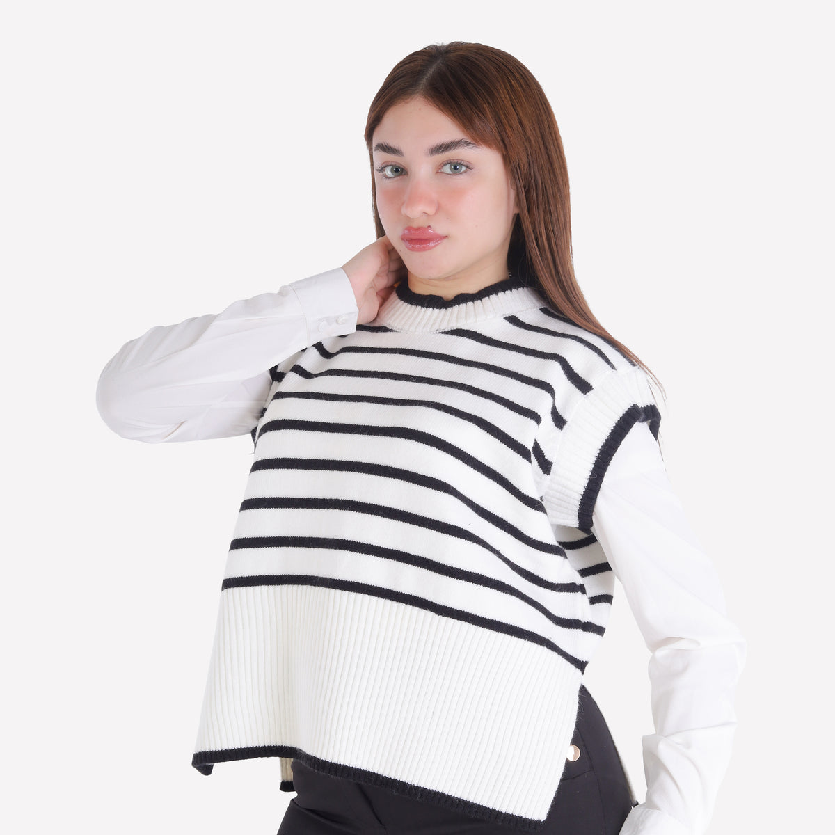 Striped Sleeveless Knit Sweater 2136/064