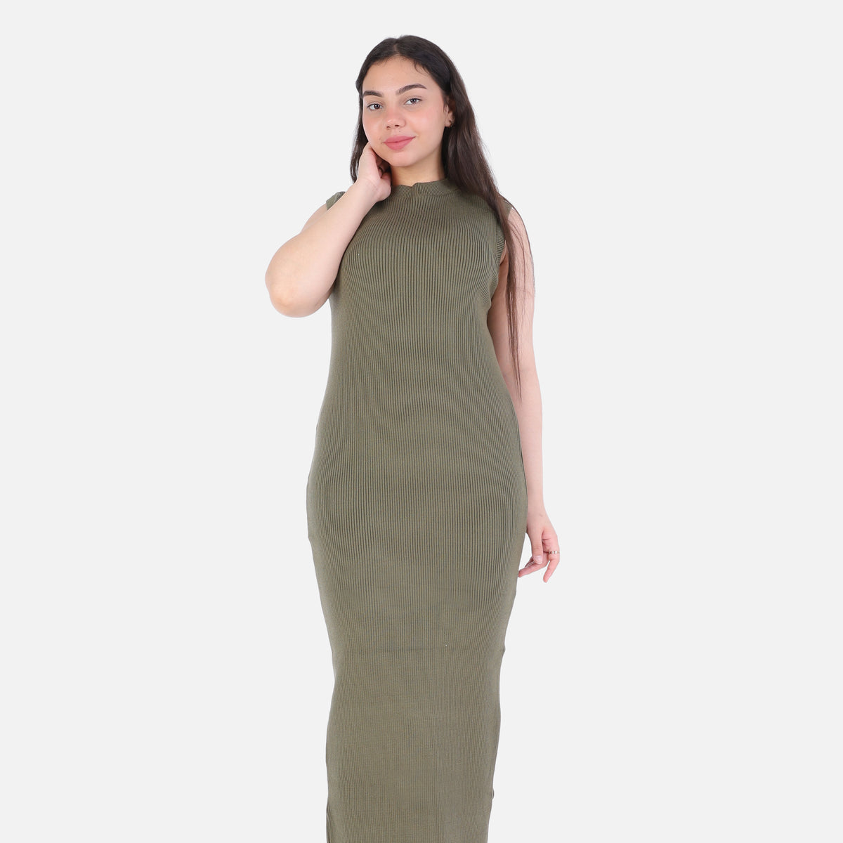 Basic Sleeveless Ribbed Knit Dress 2136/089