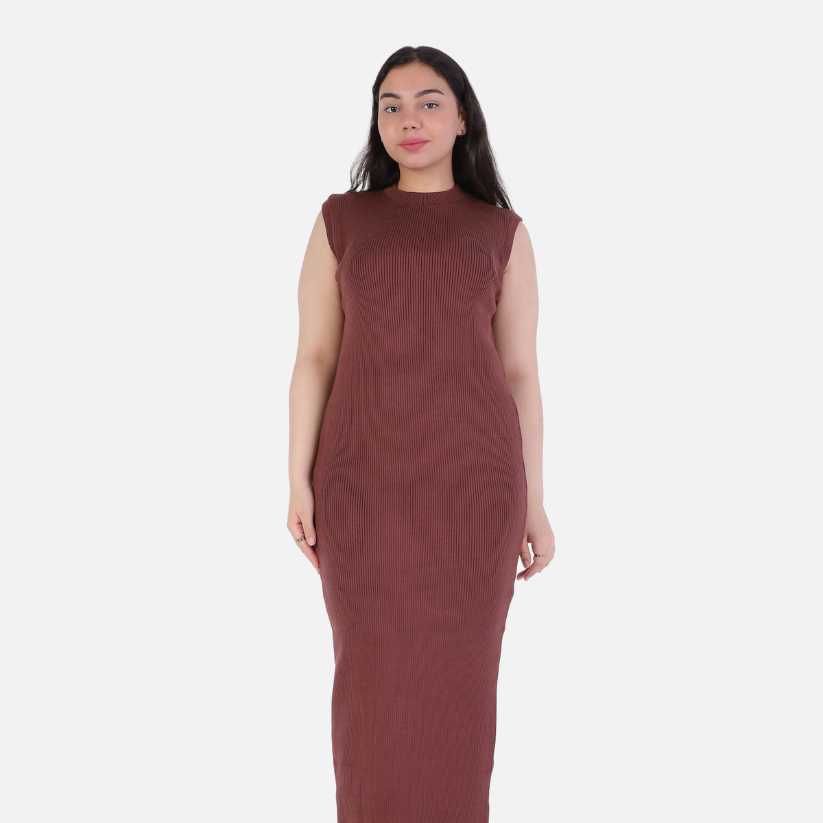 Basic Sleeveless Ribbed Knit Dress 2136/089