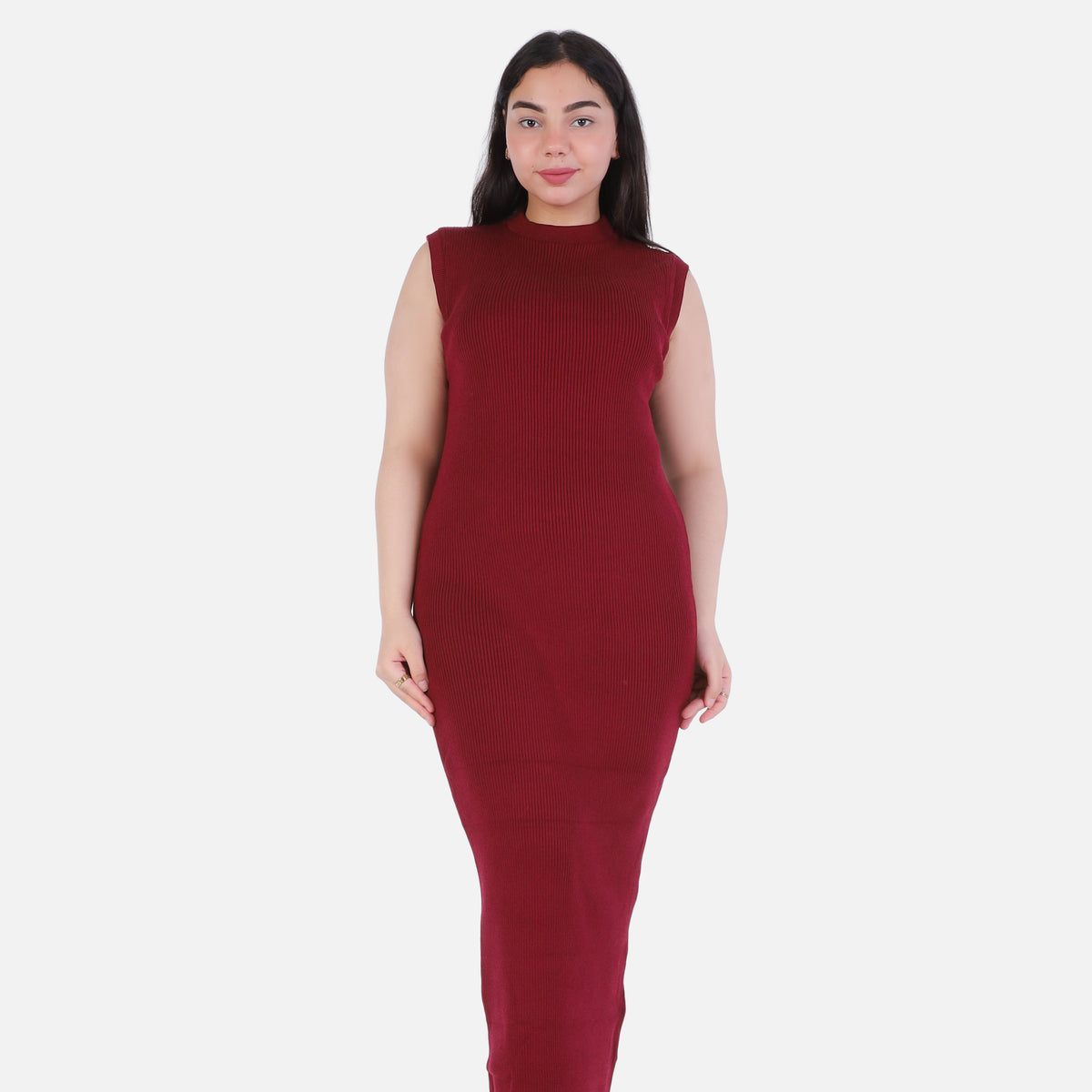Basic Sleeveless Ribbed Knit Dress 2136/089