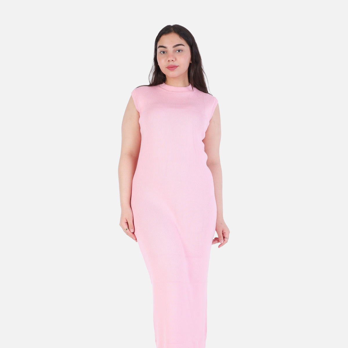 Basic Sleeveless Ribbed Knit Dress 2136/089