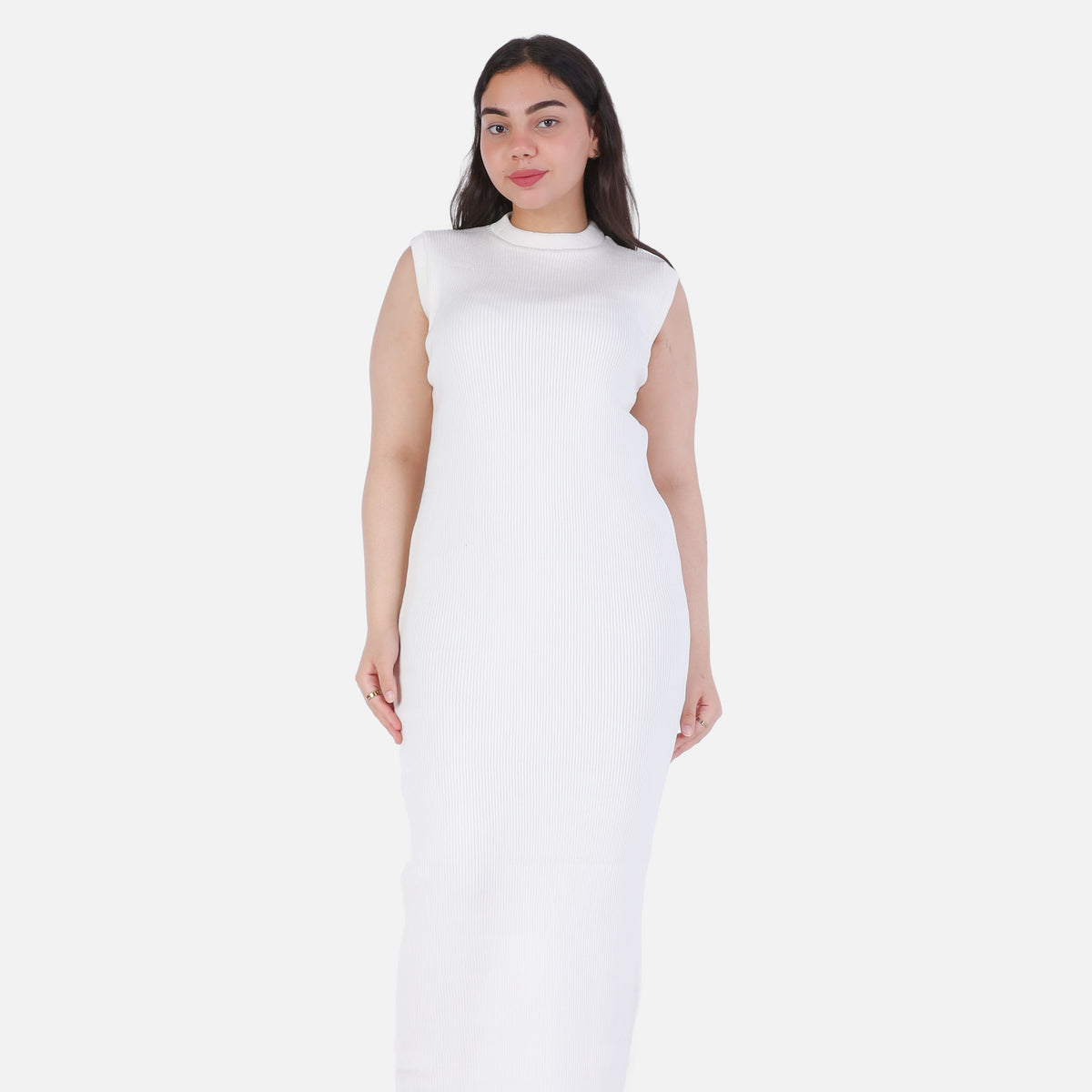 Basic Sleeveless Ribbed Knit Dress 2136/089