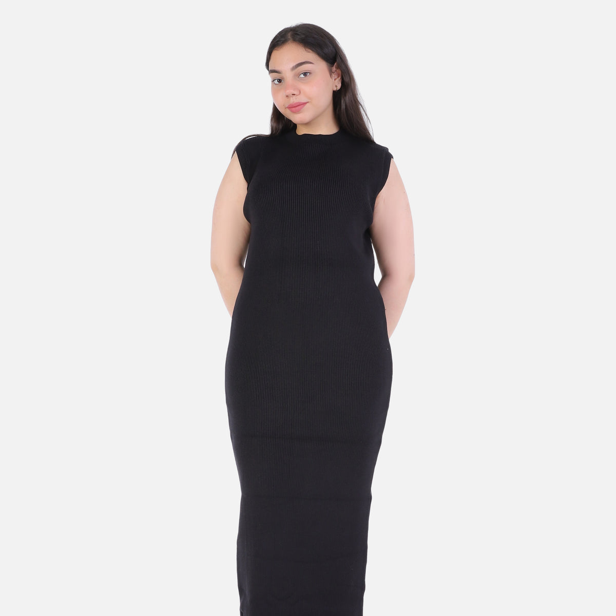 Basic Sleeveless Ribbed Knit Dress 2136/089