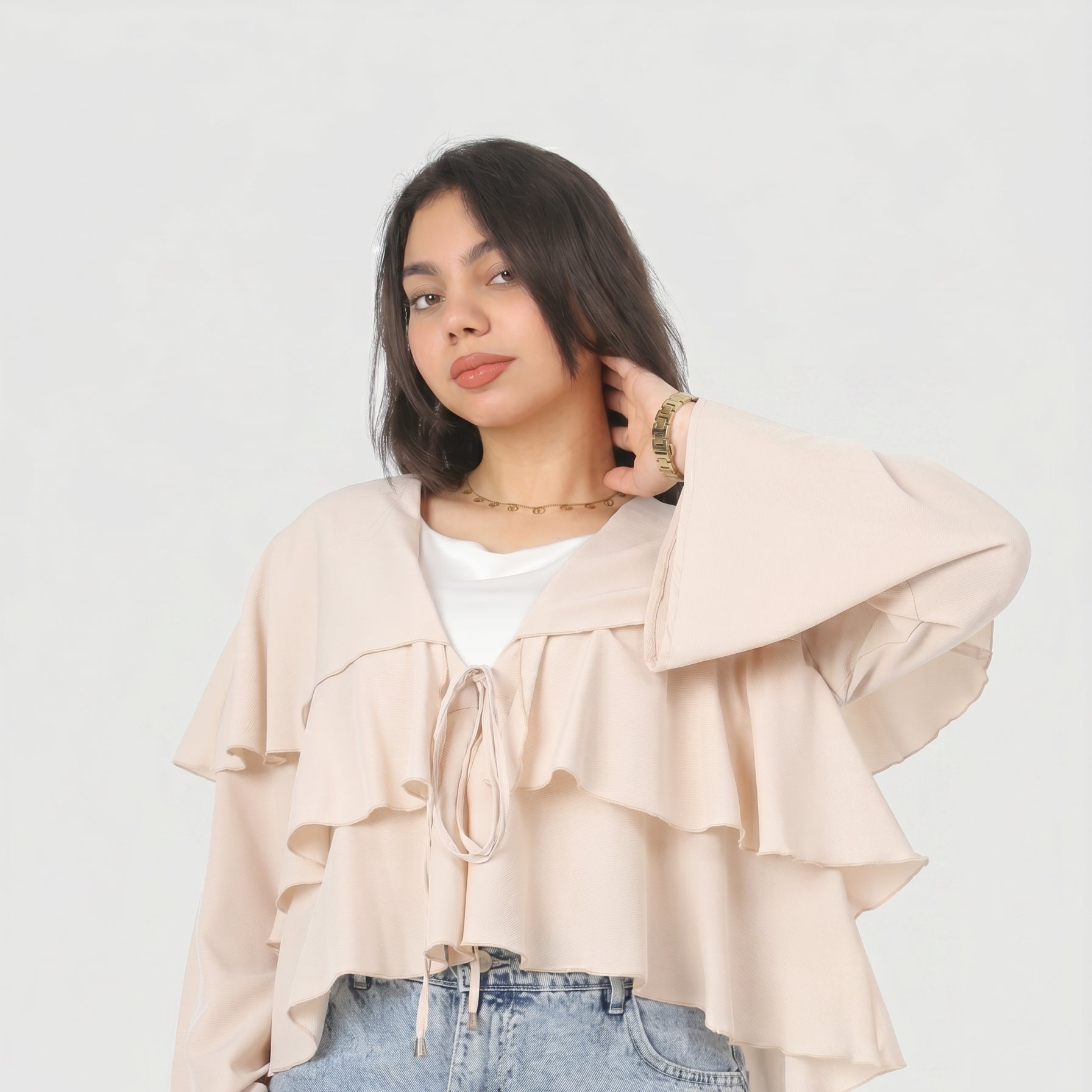 Ruffled Crop Blouse with Tie 2006/053