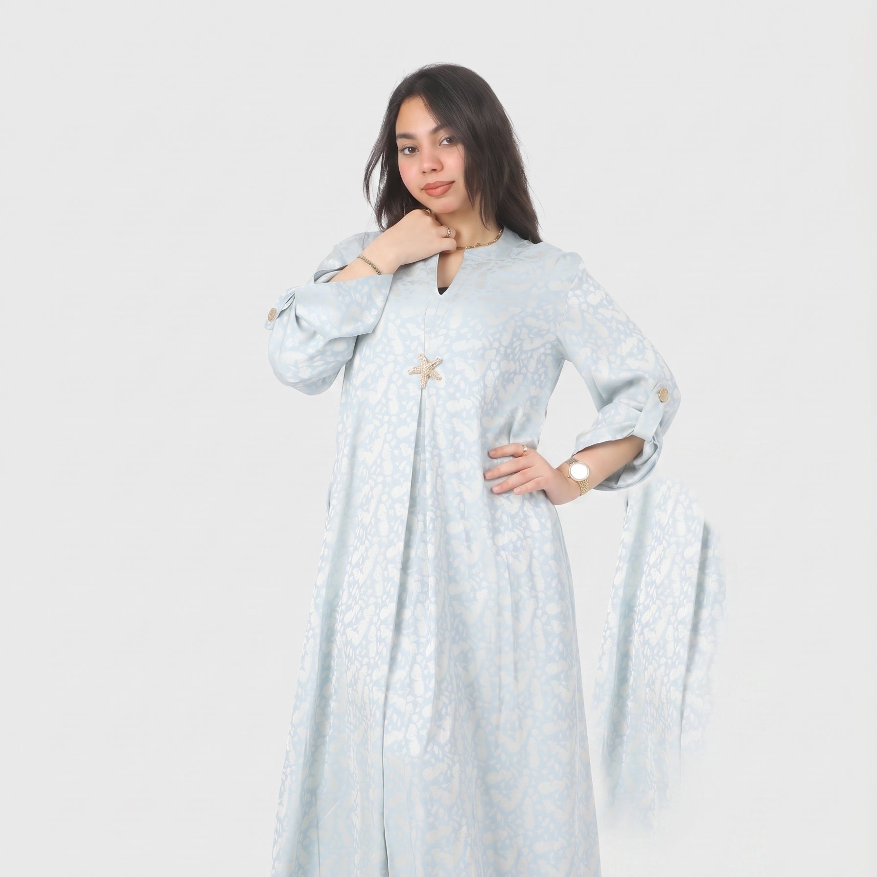 Round Open Neck Abaya Dress 20539156/1