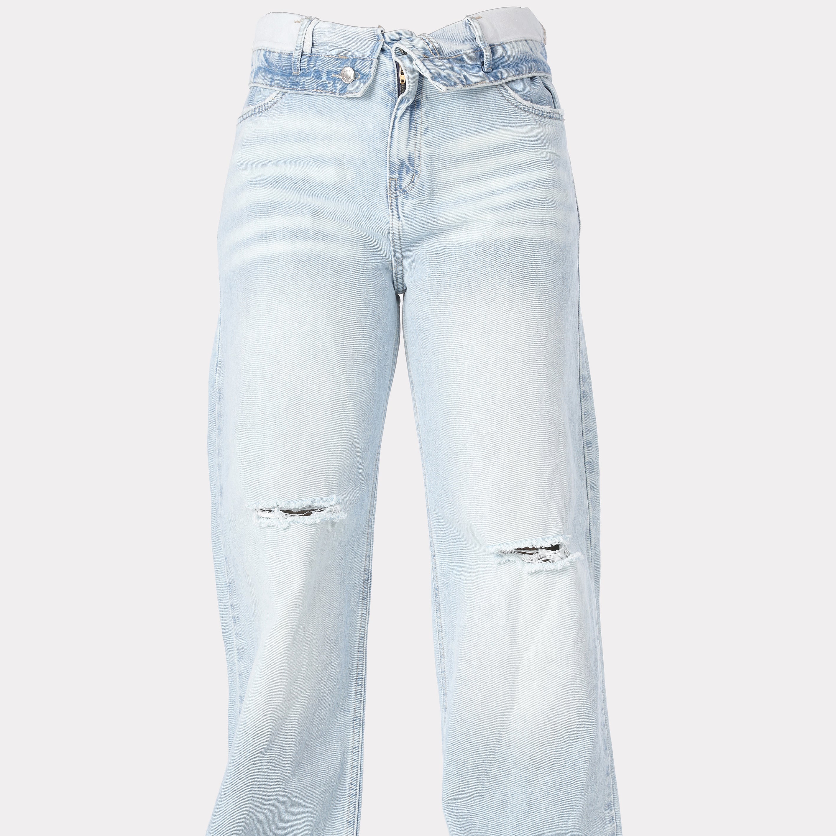 Distressed Straight Leg Jeans 395B703