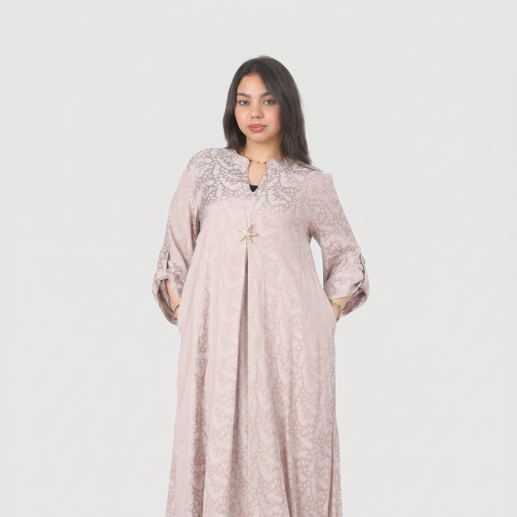 Round Open Neck Abaya Dress 20539156/1