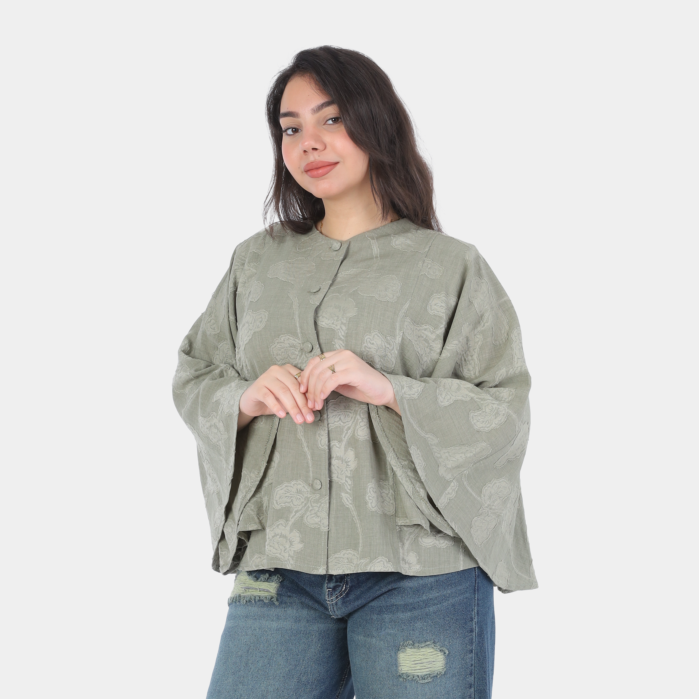 Button-Up Blouse with Wide Sleeves 10128522