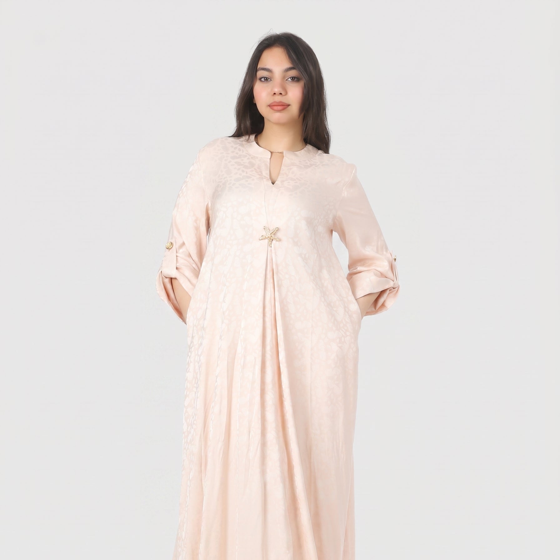 Round Open Neck Abaya Dress 20539156/1