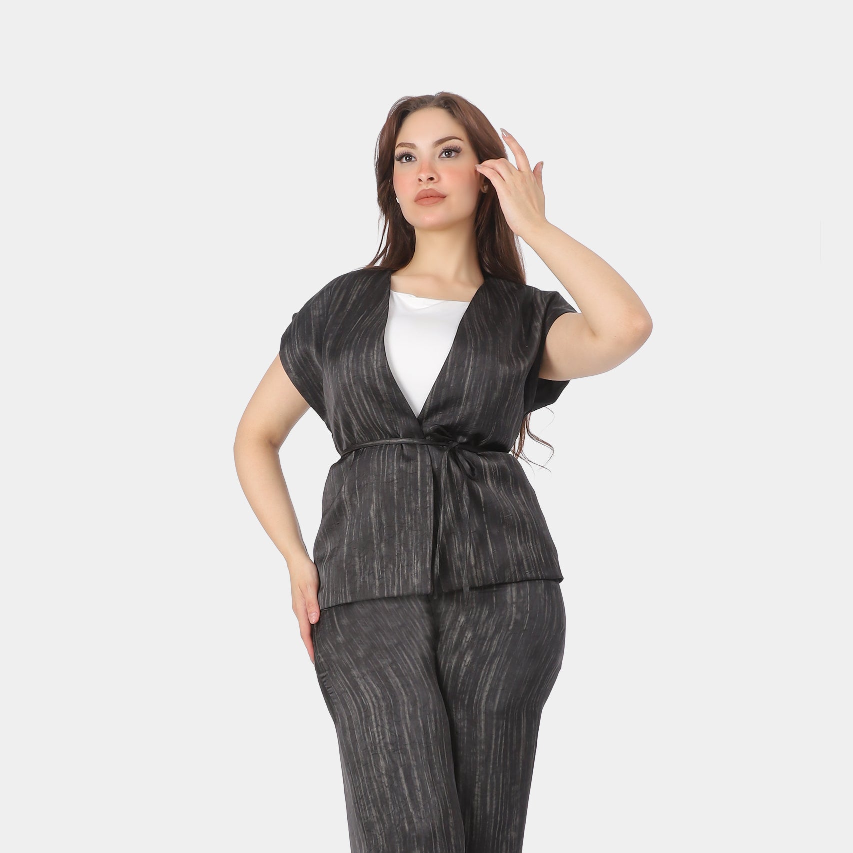 Elegant Satin Two-Piece Suit 698605
