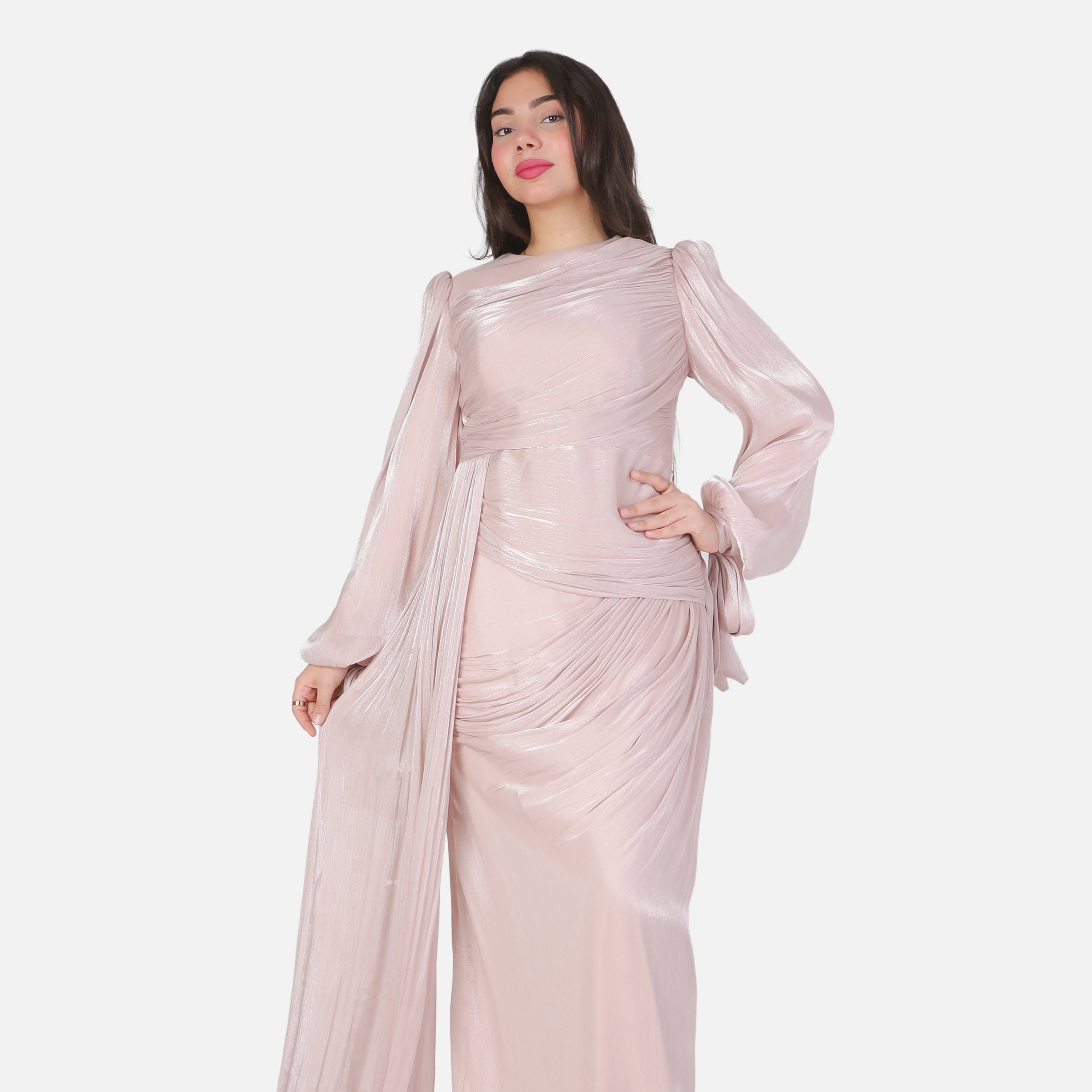Elegant Evening Dress with Sleeve Tie Detail 7031112/1