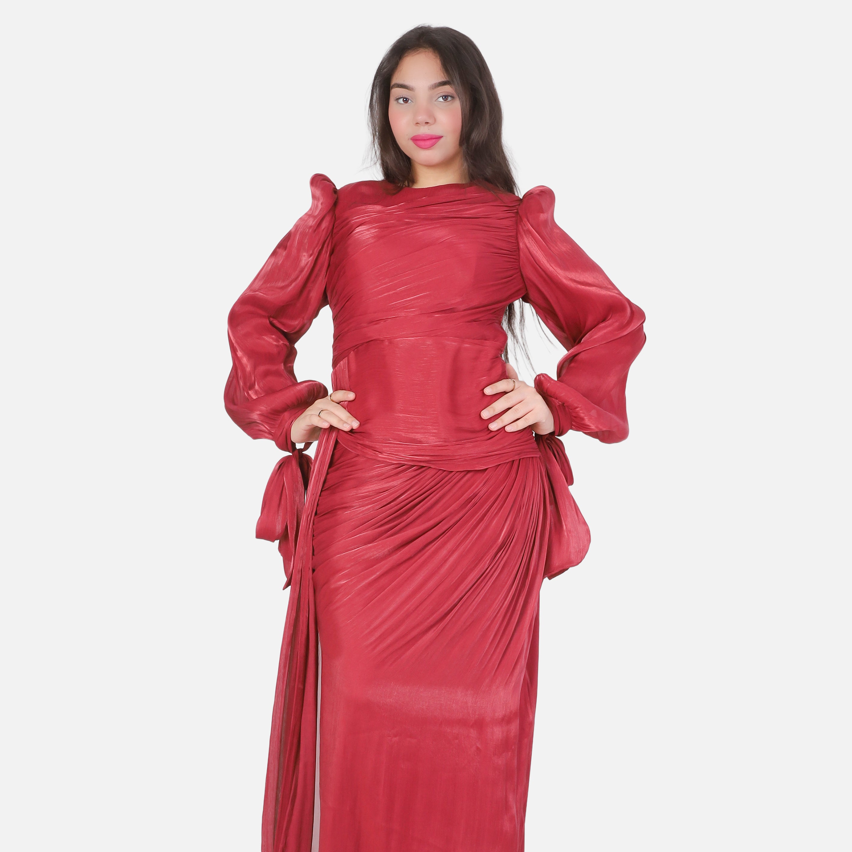 Elegant Evening Dress with Sleeve Tie Detail 7031112/1