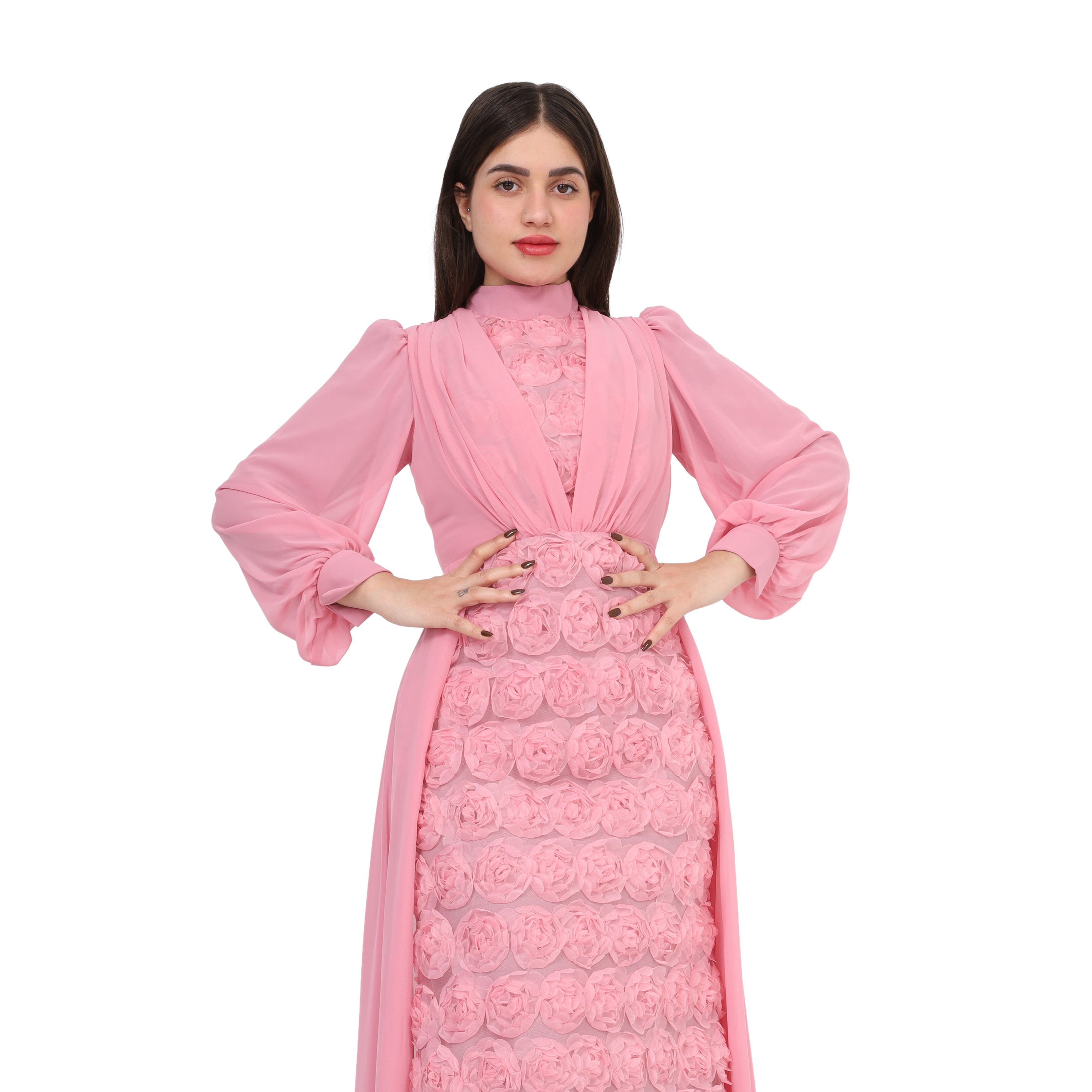 Floral Textured Evening Dress 7031170