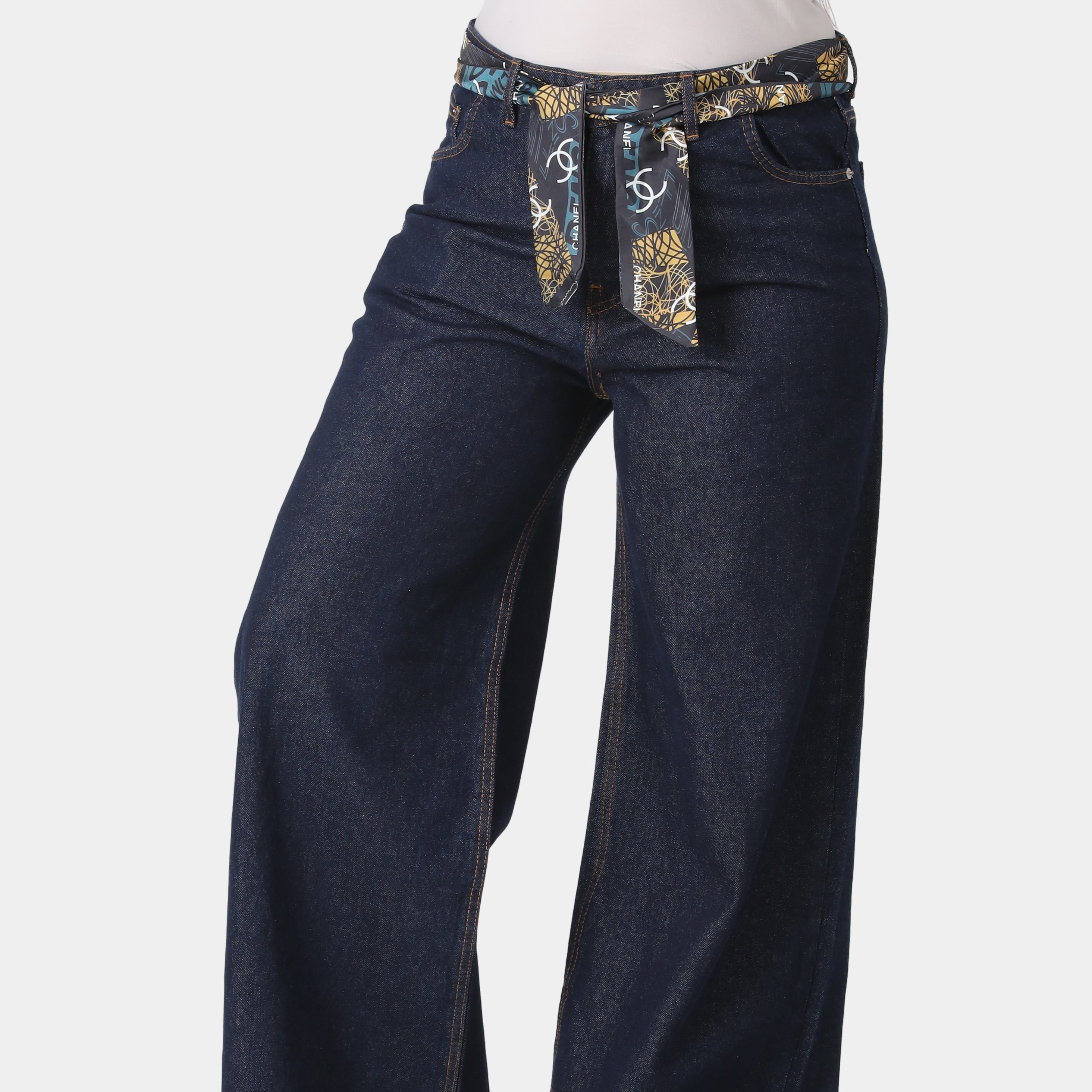Wide Leg Jeans with Satin Waist Belt 71110650/1