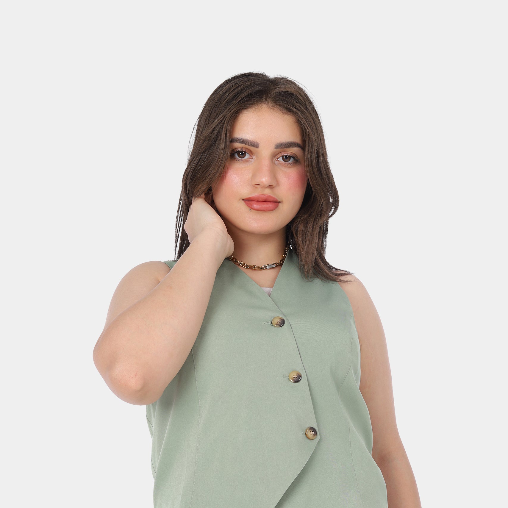 Asymmetrical Sleeveless Blazer Vest 20539090