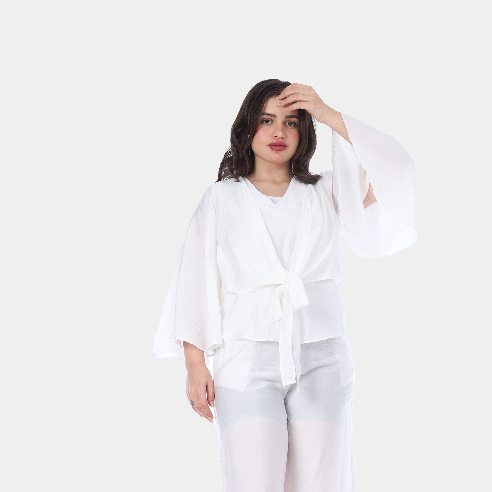 Elegant Wrap Blouse & Wide-Leg Pants Set s1502217/3