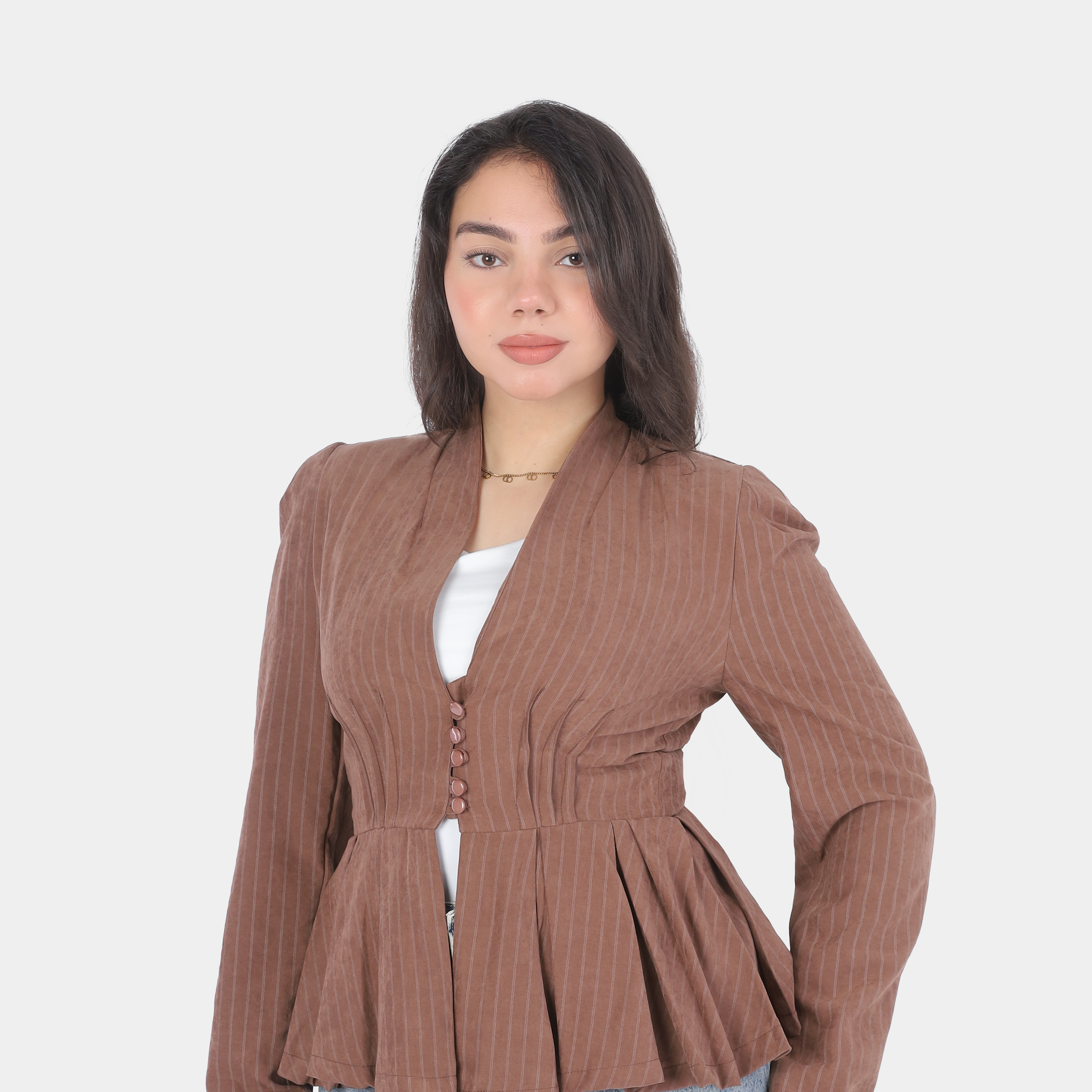 Elegant Open Front Button Blouse 2066107657