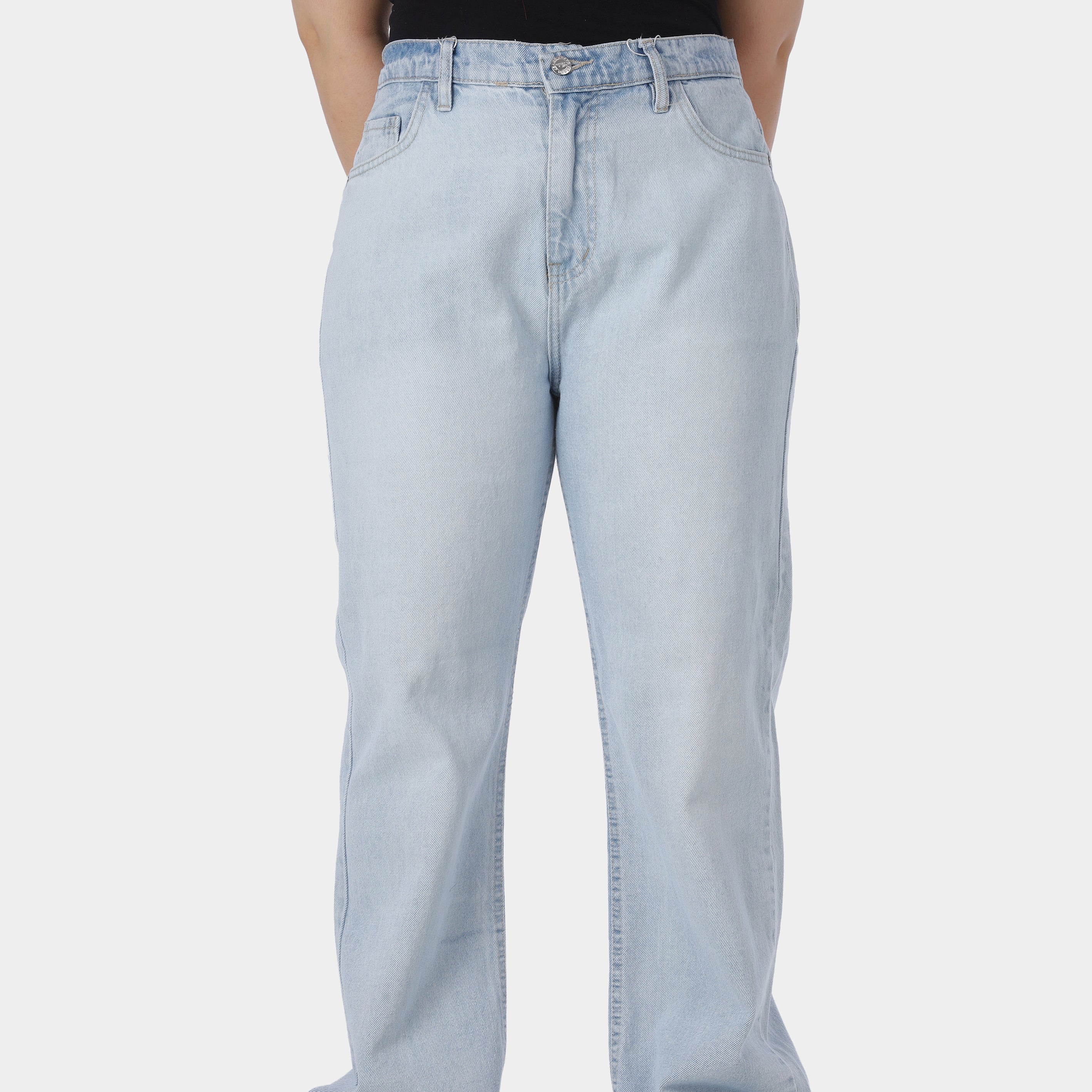 Wide Leg Jeans with Satin Waist Belt 9527070