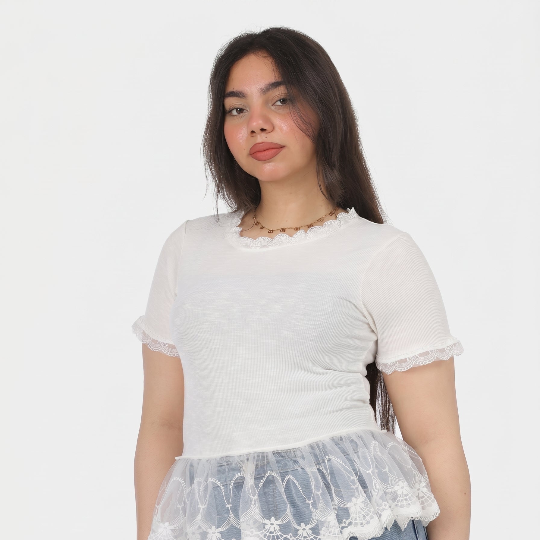 Half Sleeve Lace Detail Blouse 2002/164