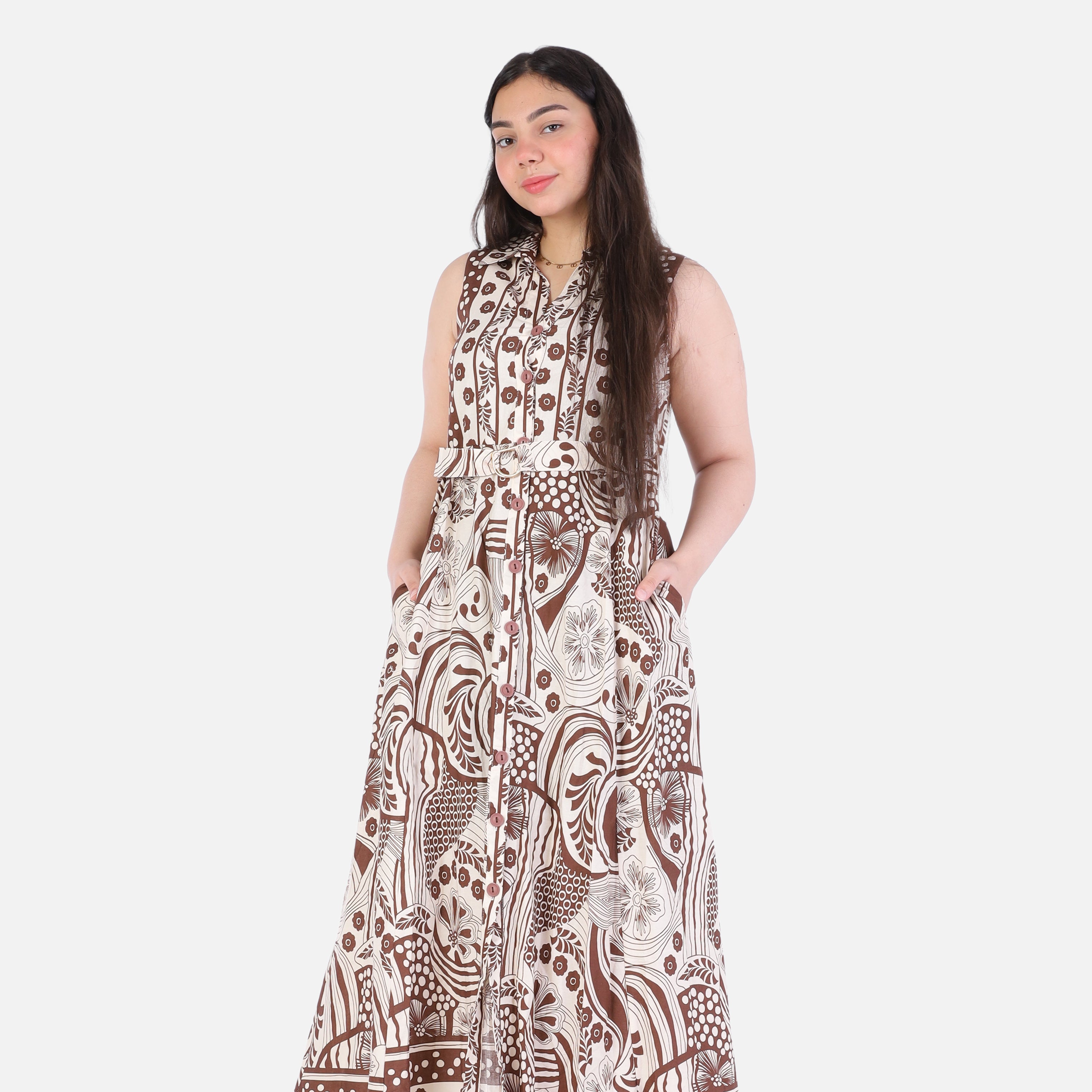 Printed Sleeveless Maxi Dress 209210136