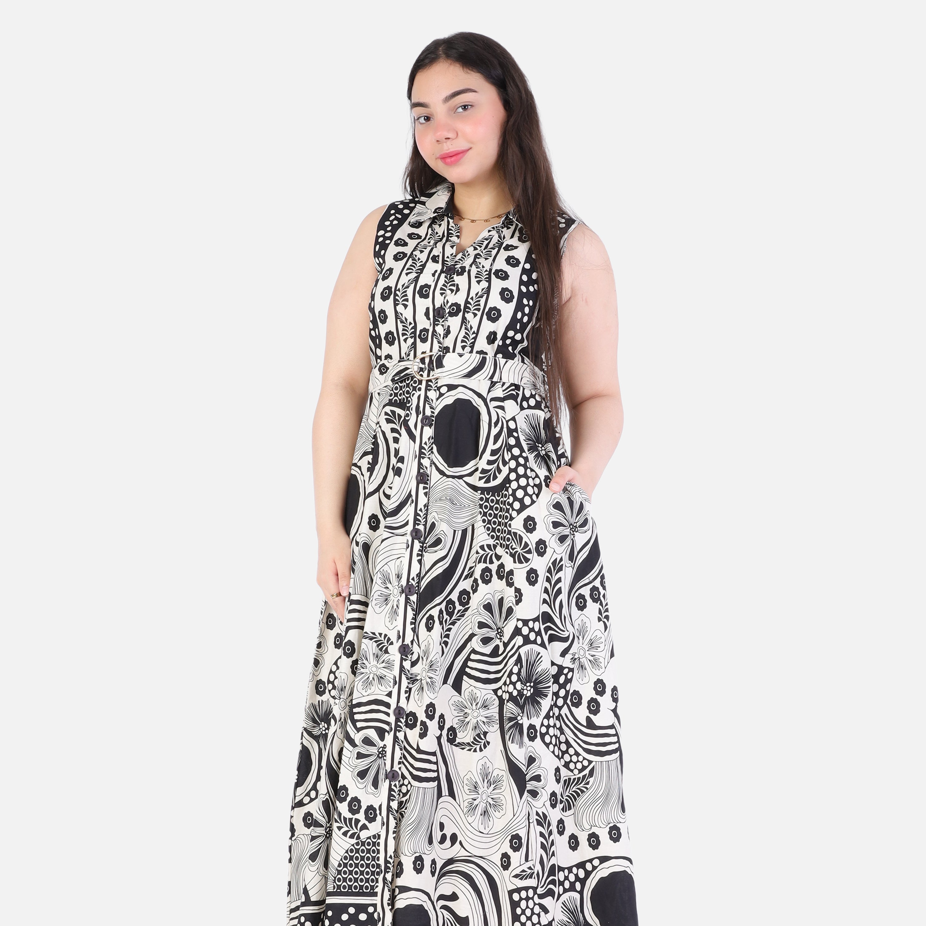 Printed Sleeveless Maxi Dress 209210136