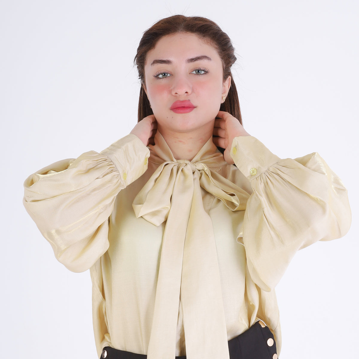 Satin Blouse with Neck Tie 209210132