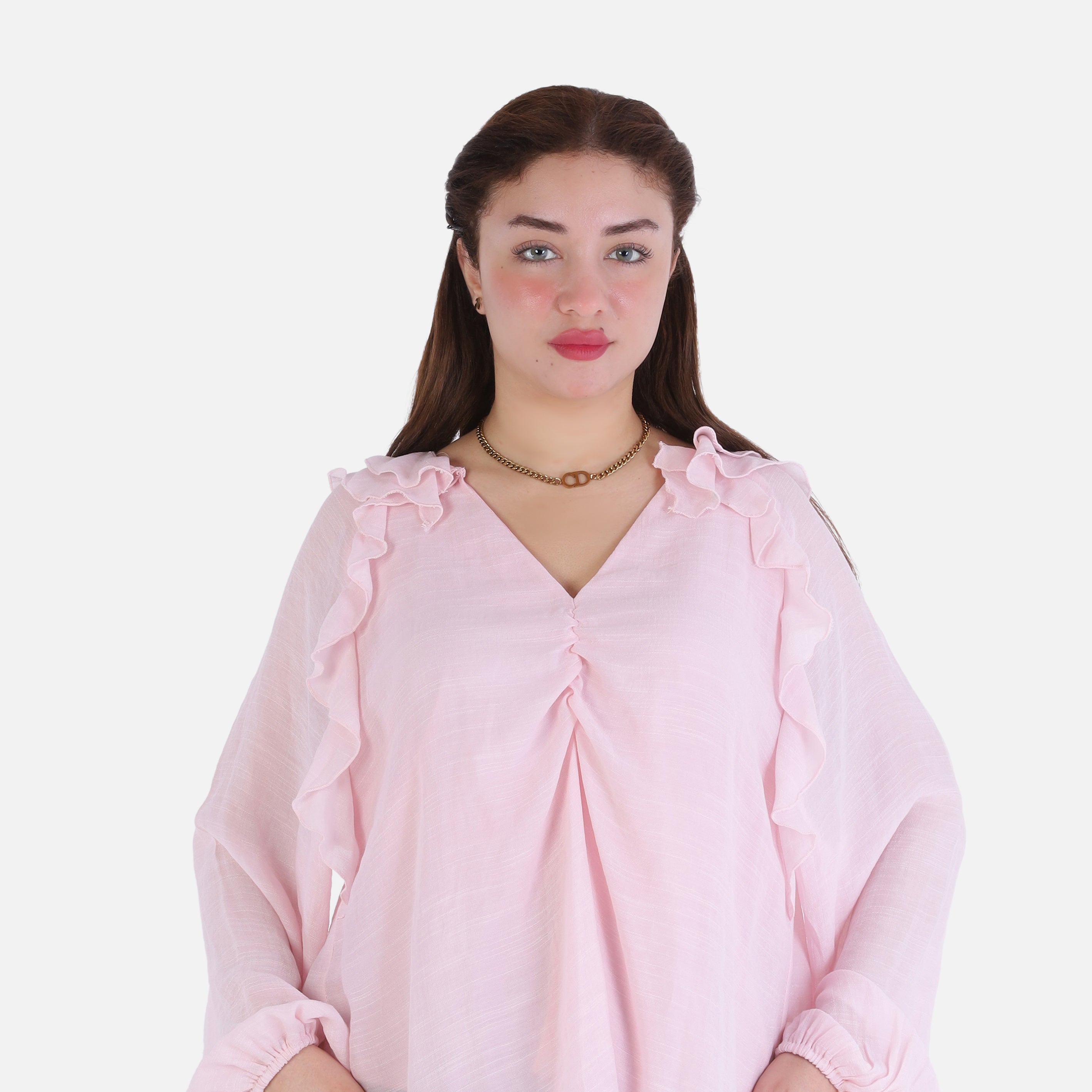 V-Neck Blouse with Ruffle Sleeves 209210141