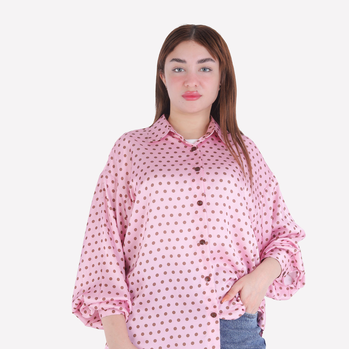 Polka Dot Satin Shirt 20539082