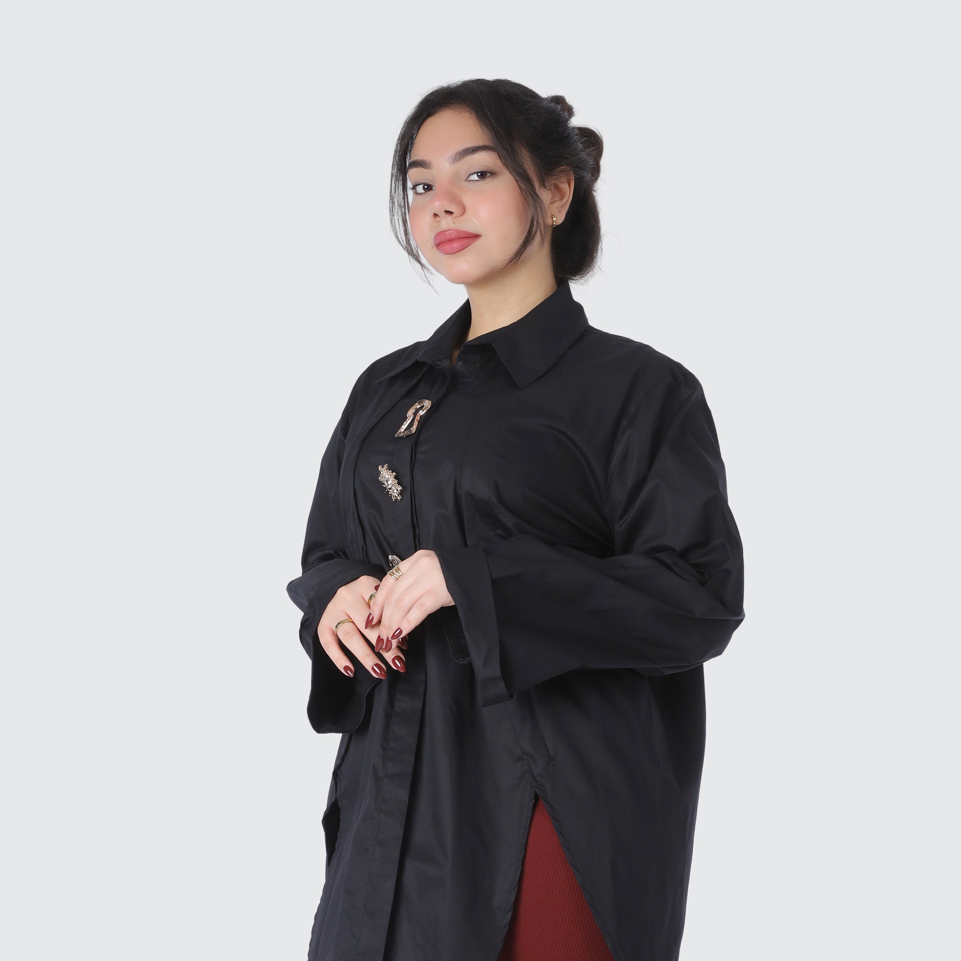 Long Poplin Shirt with Decorative Buttons 2000/165