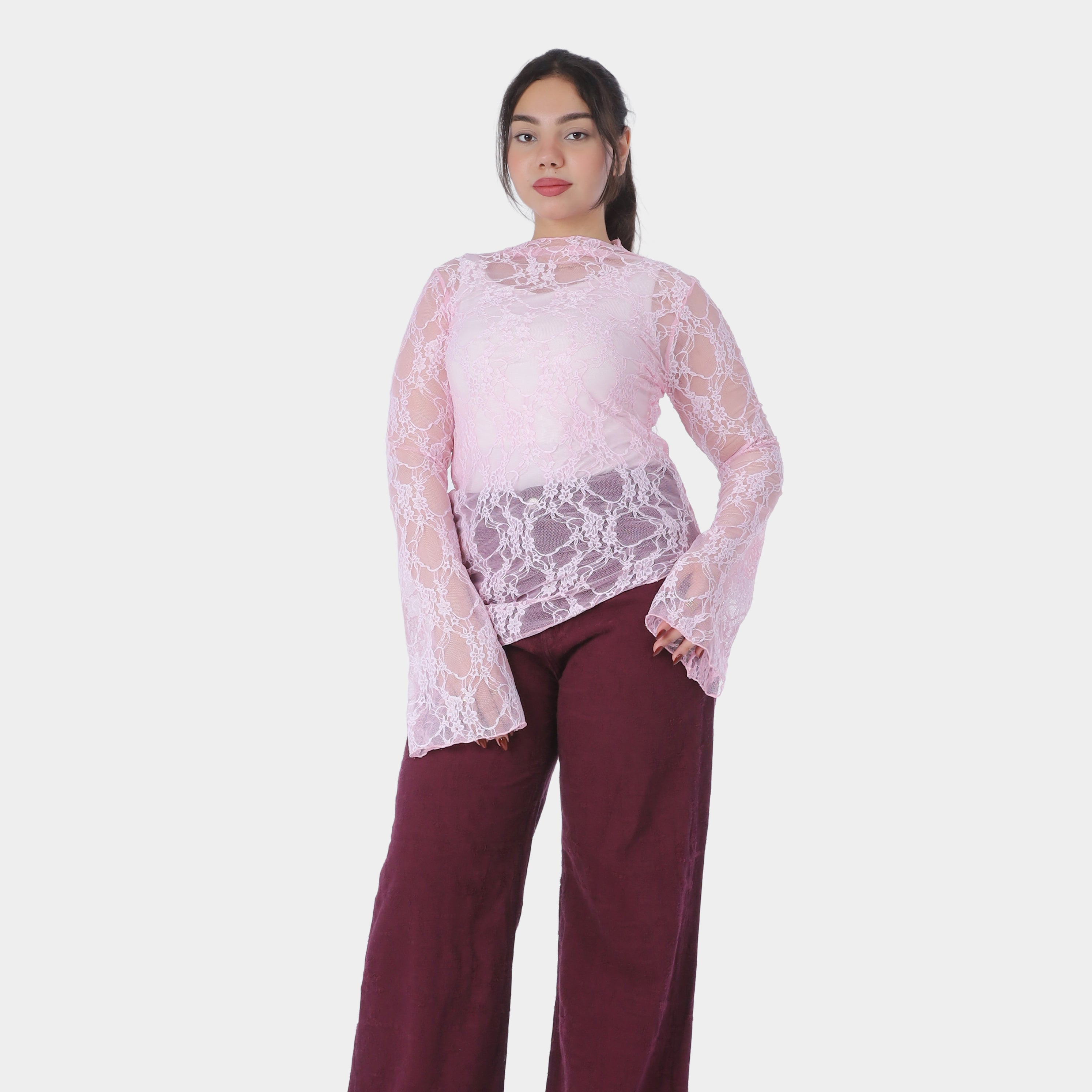 Asymmetrical Hem Lace Blouse 2002/193