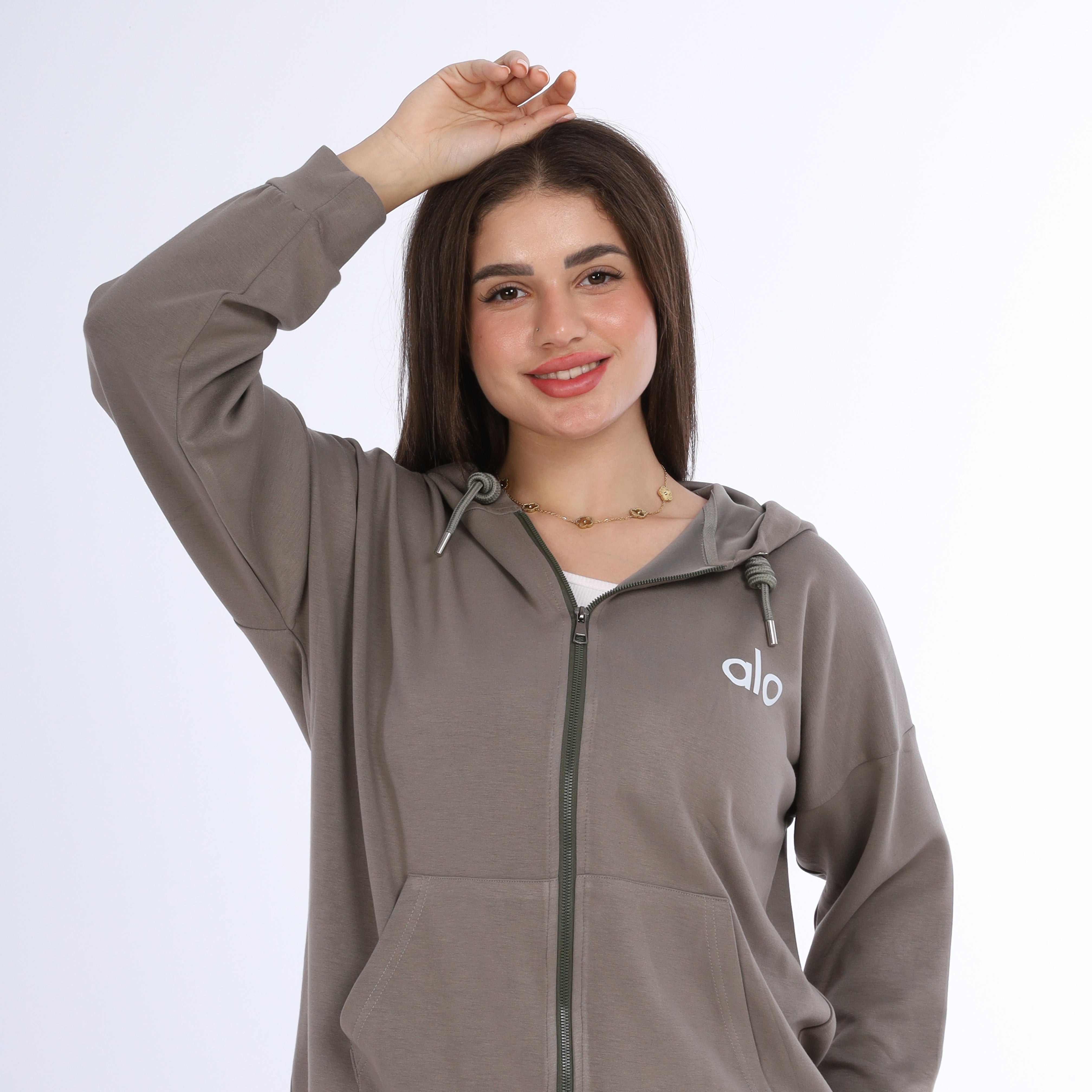 Relax Fit Zip-Up Hoodie w162742