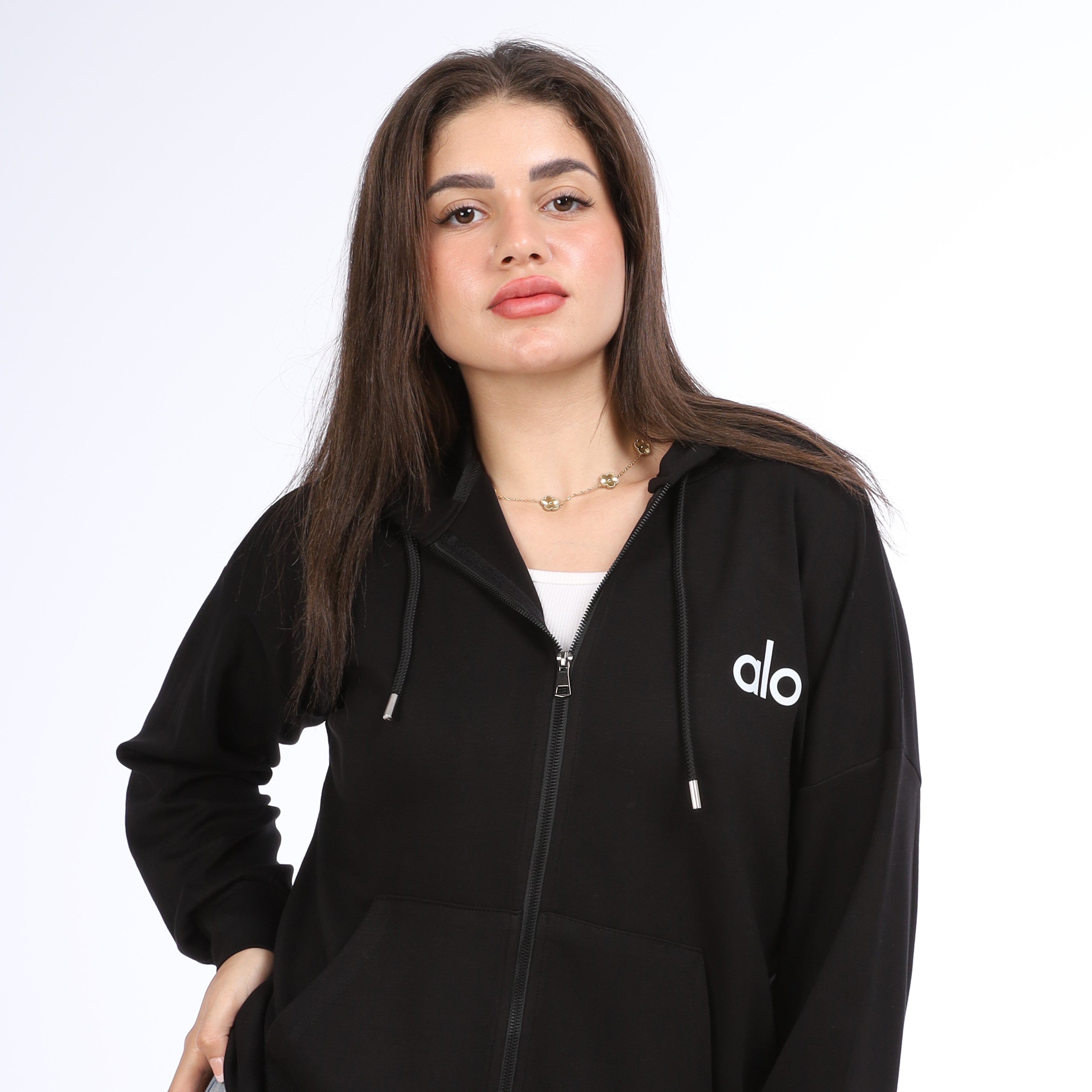 Relax Fit Zip-Up Hoodie w162742