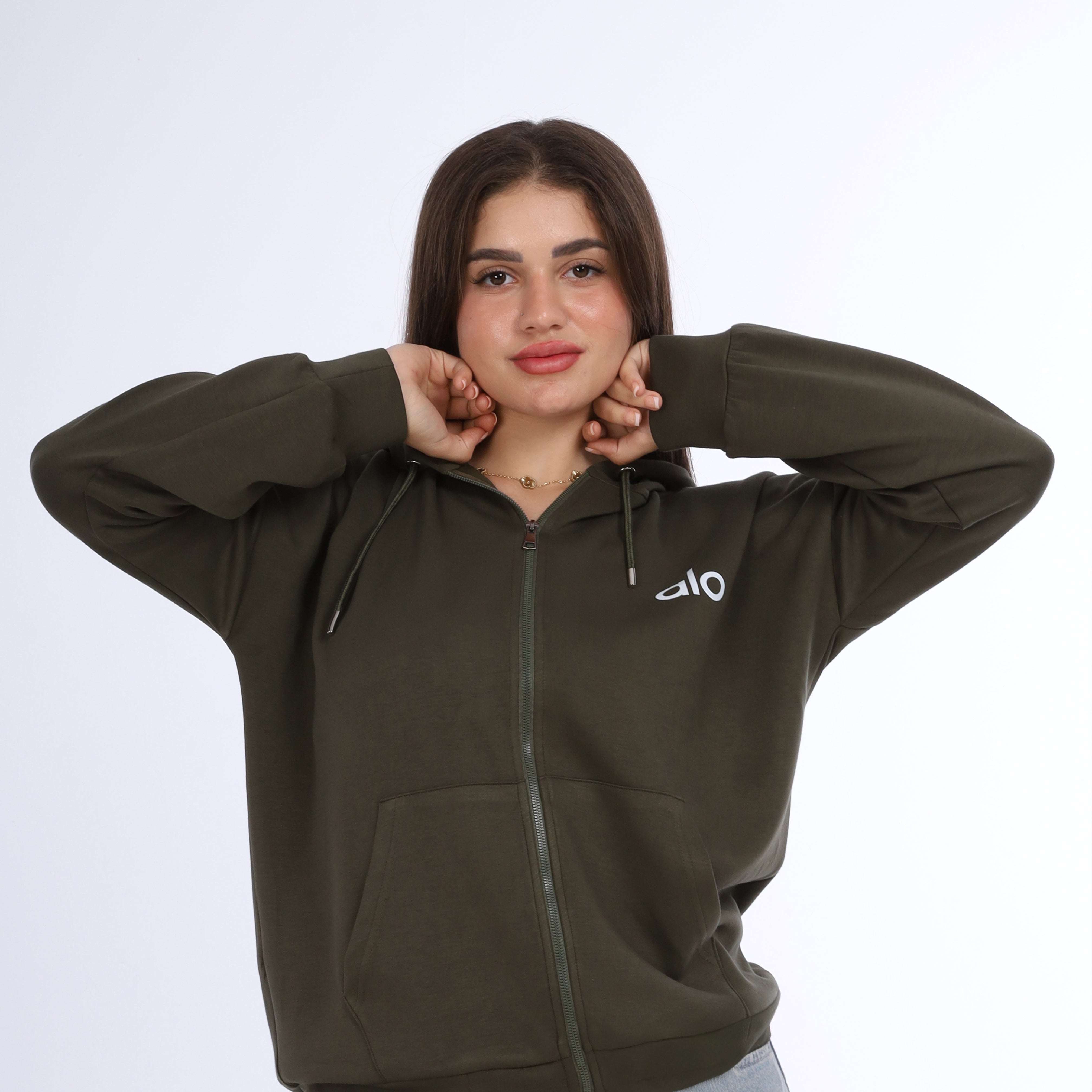 Relax Fit Zip-Up Hoodie w162742