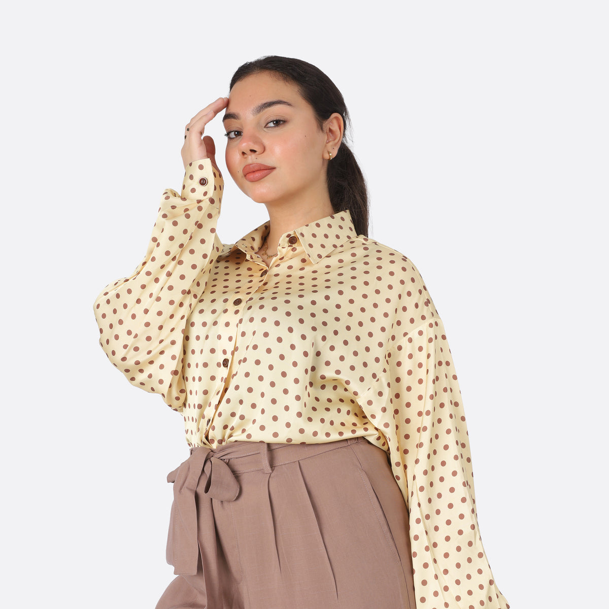 Polka Dot Satin Shirt 20539082