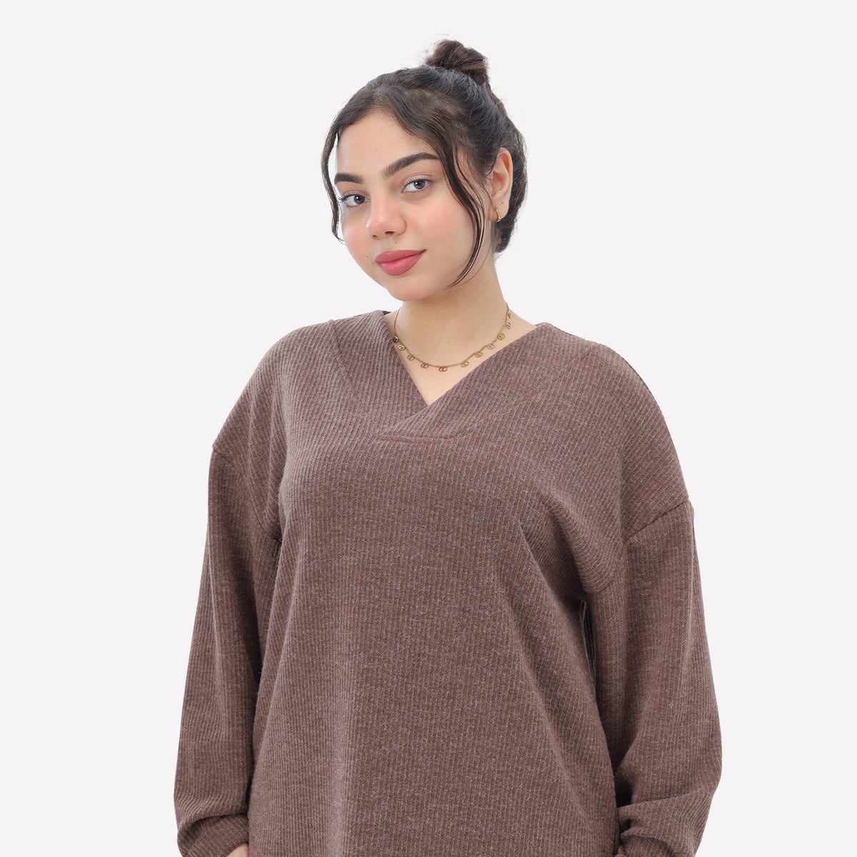 Ribbed V-Neck Blouse 2146/050
