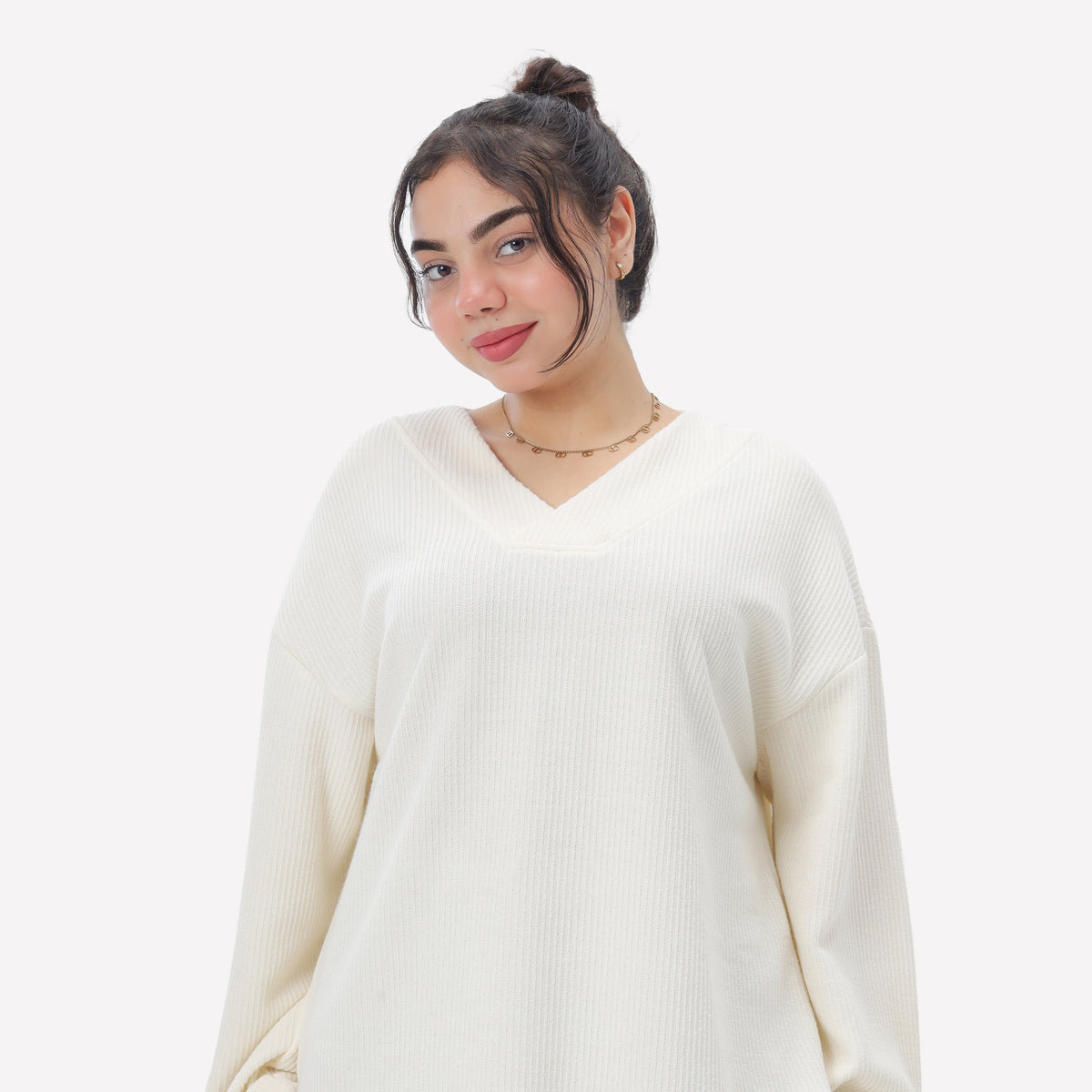 Ribbed V-Neck Blouse 2146/050