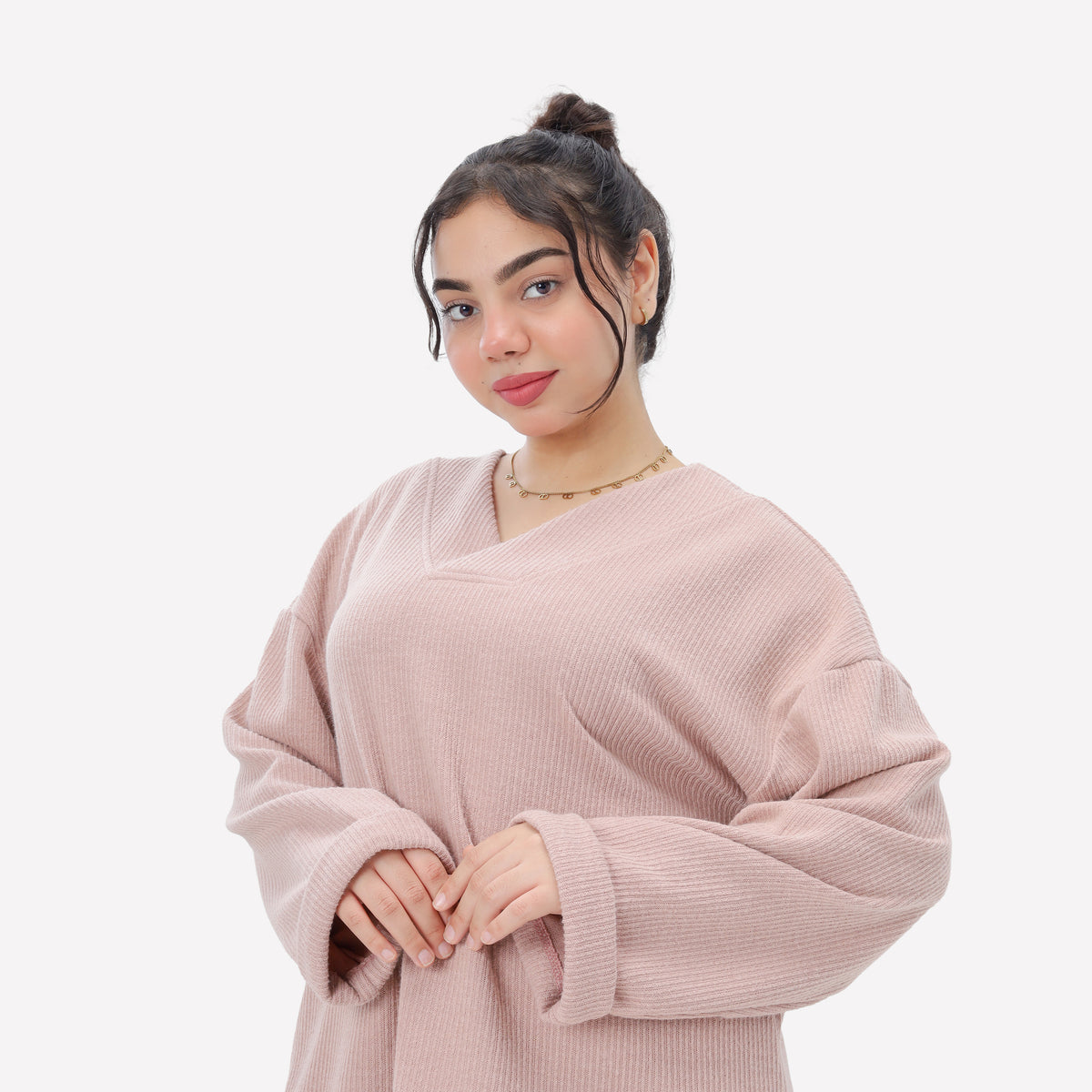 Ribbed V-Neck Blouse 2146/050