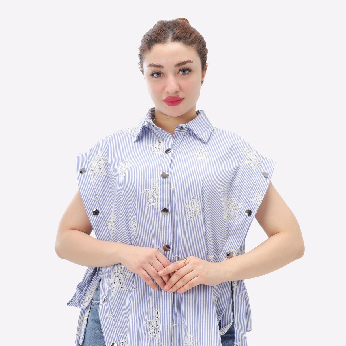 Long Striped Sleeveless Blouse 2000/242