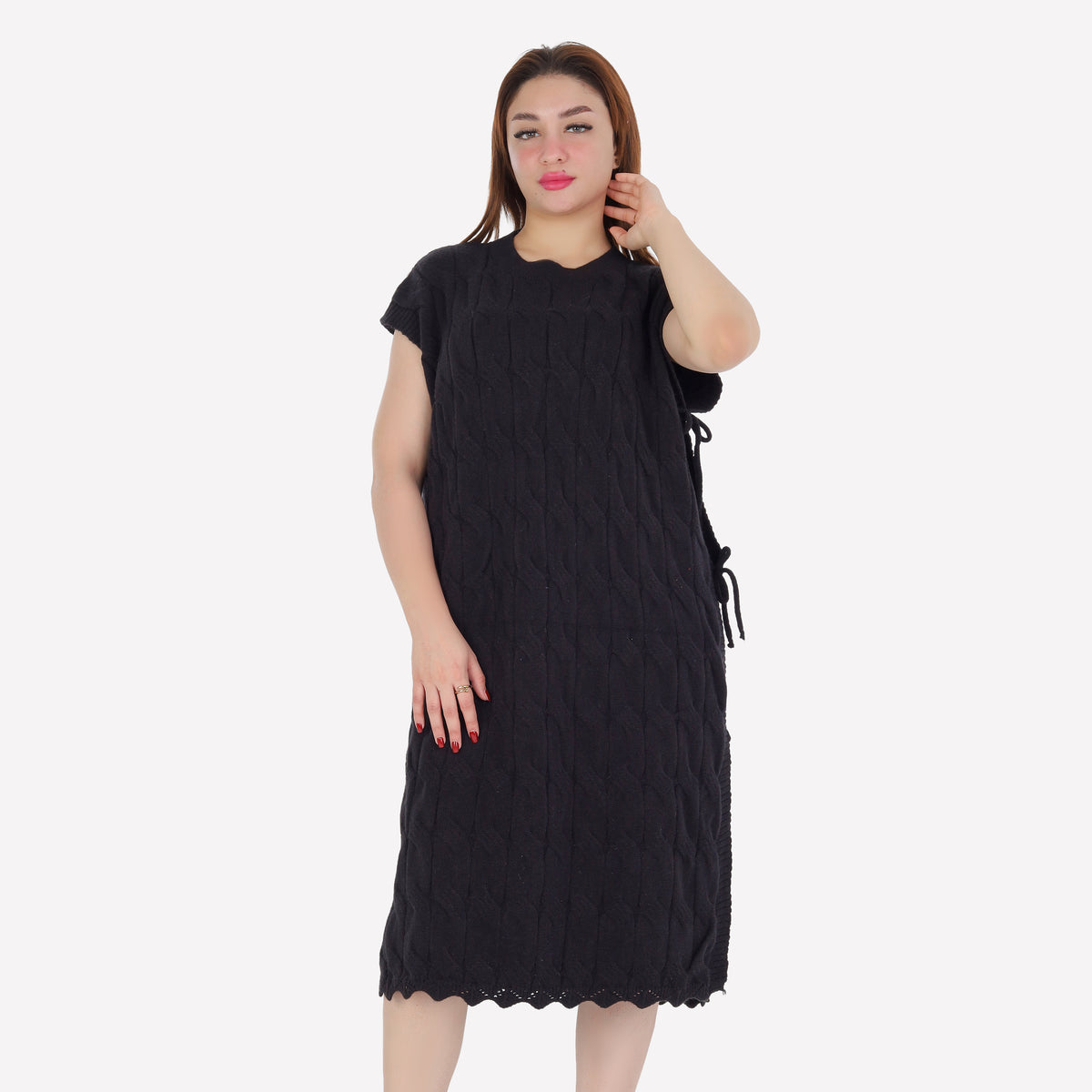 Cable Knit Side-Tie Sweater Dress 2135/140