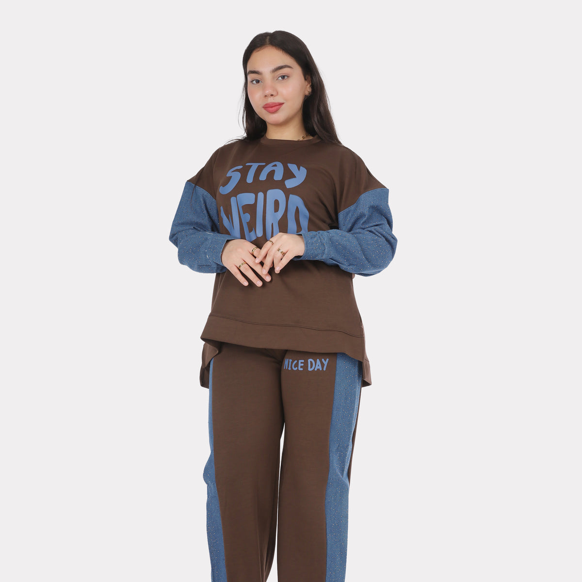 Oversized Hoodie & Wide-Leg Sweatpants Set 2066409910