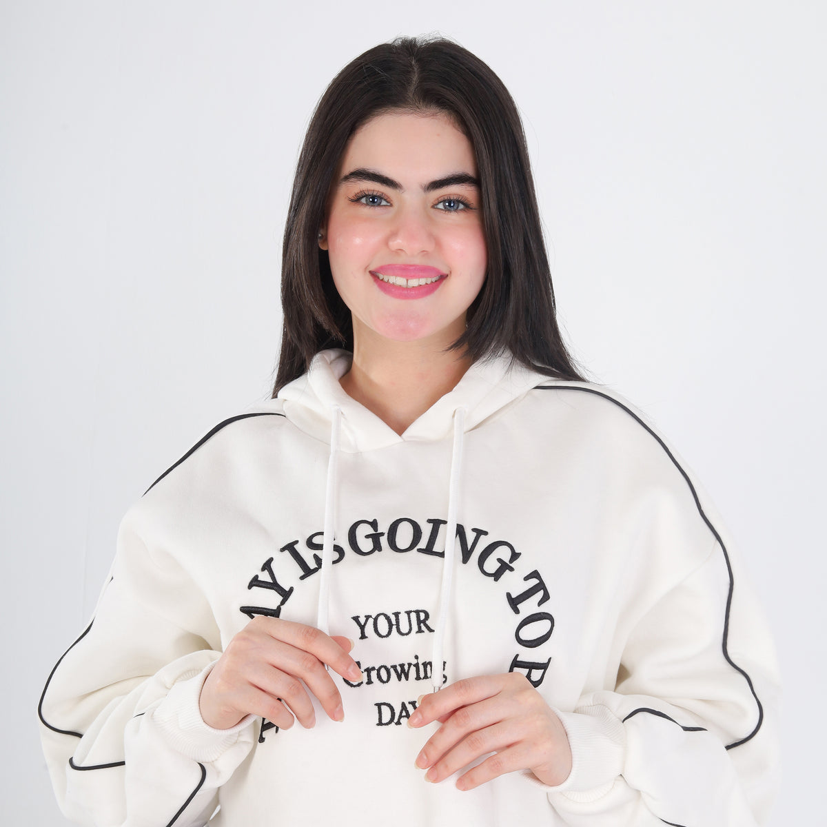 Cropped Hoodie with Front Print 2188W503