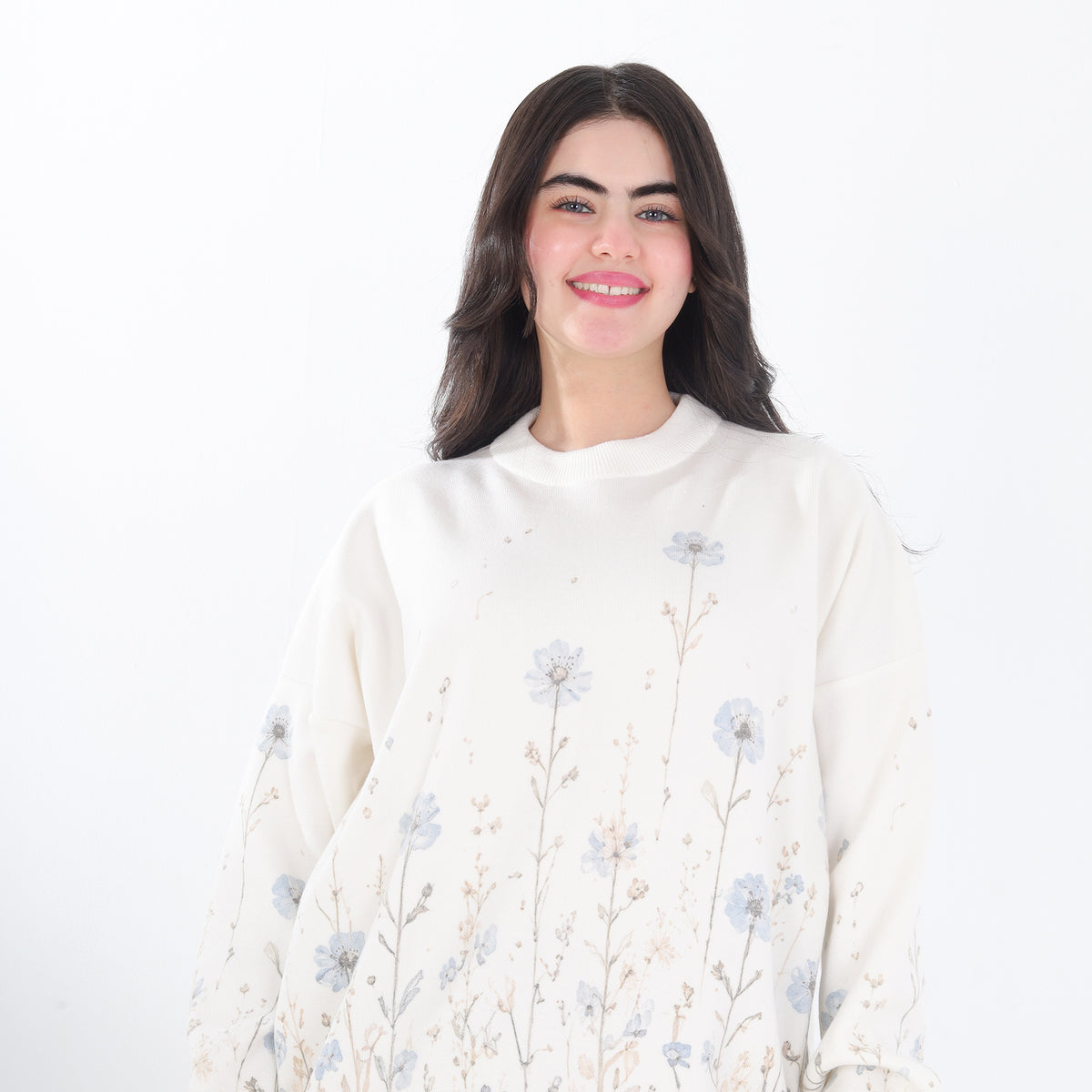 Oversized Floral Print Sweater 2136/230