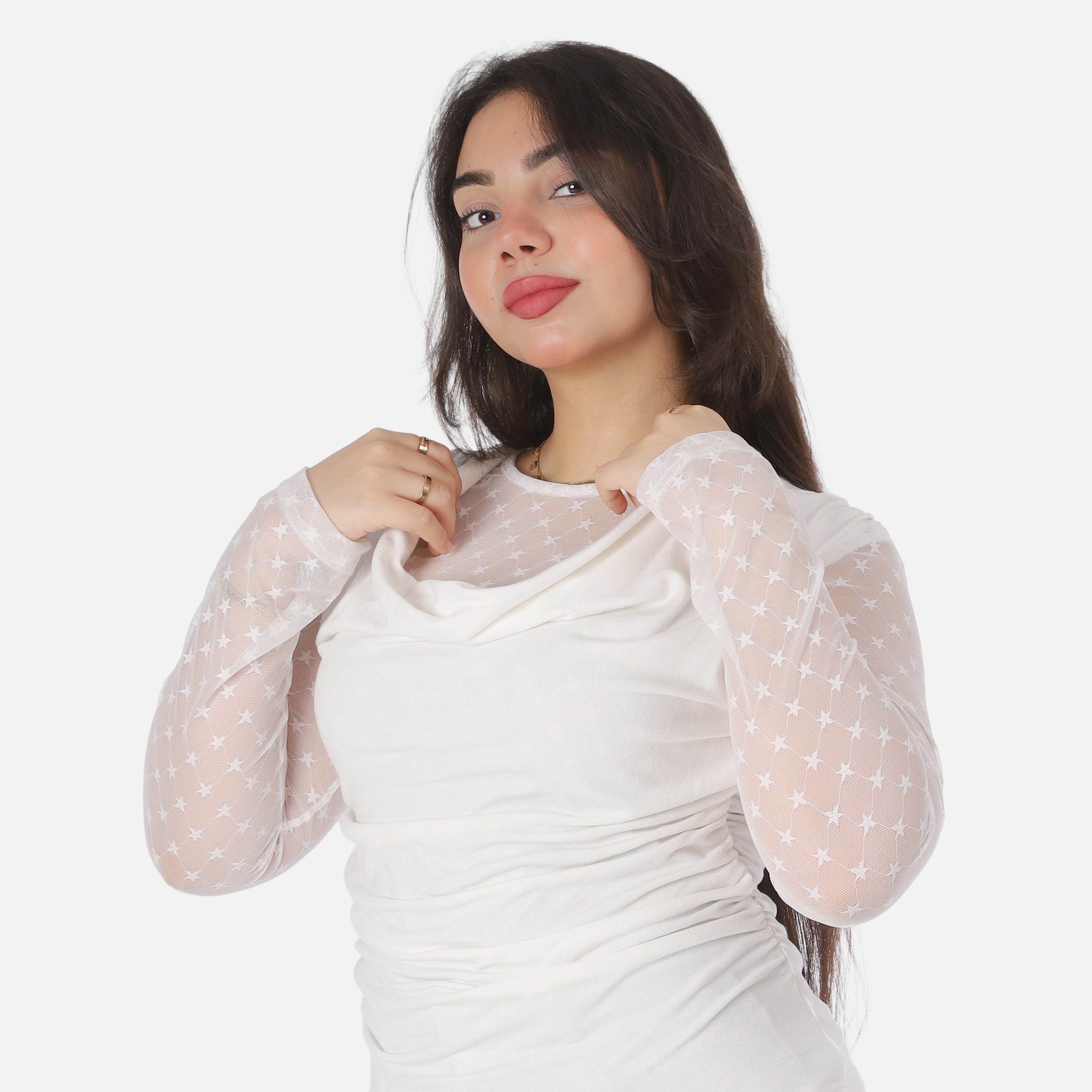 Draped Mesh Sleeve Blouse 2000/243