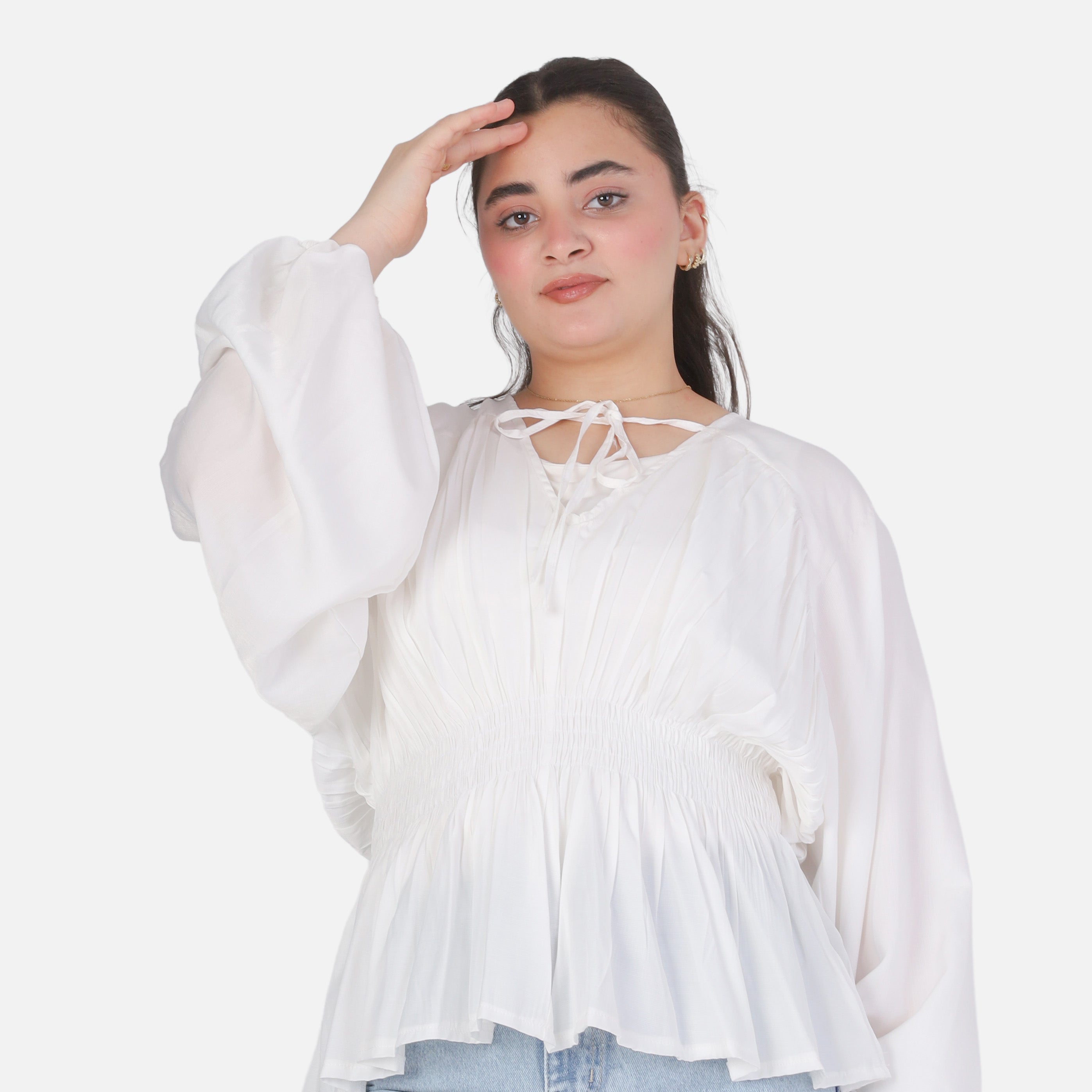 Cropped Blouse with Elastic Waist 2000/063/1