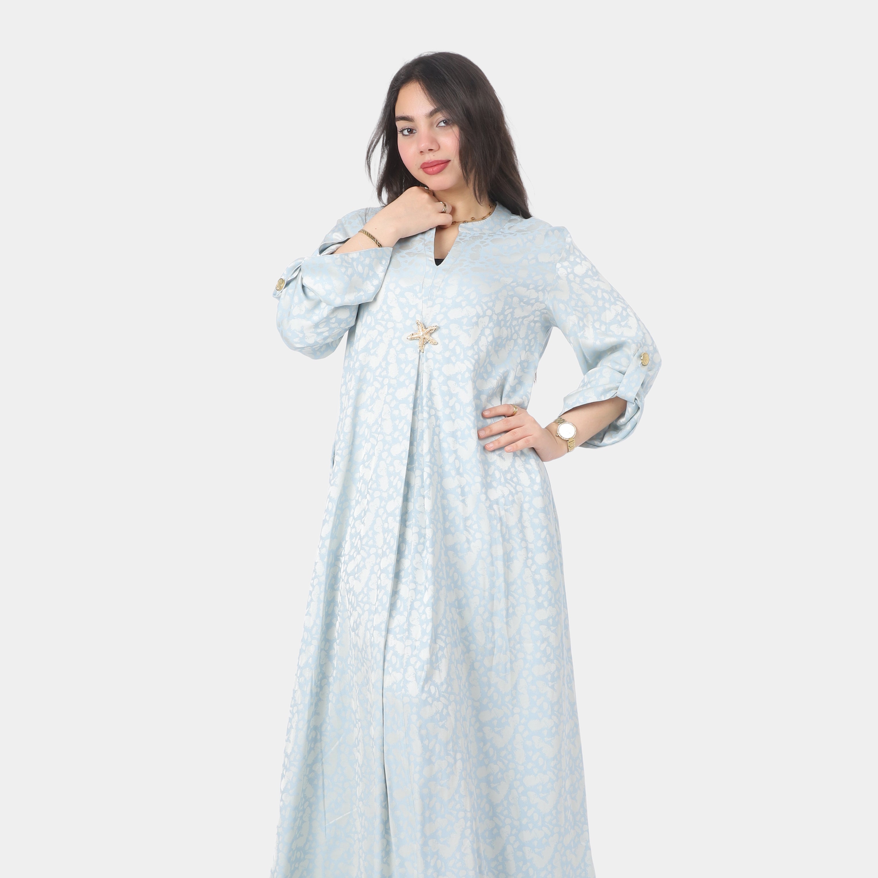 Round Open Neck Abaya Dress 20539156/1