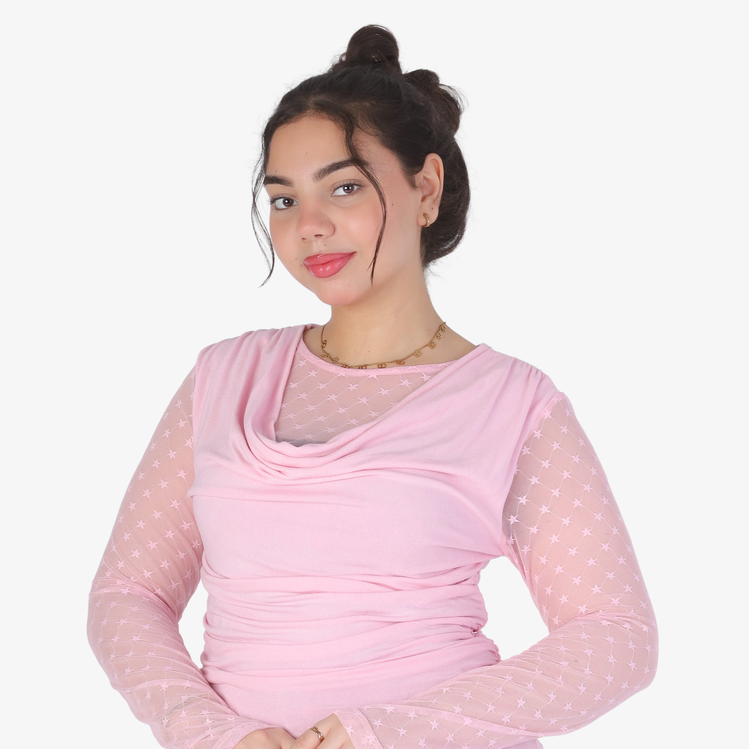 Draped Mesh Sleeve Blouse 2000/243
