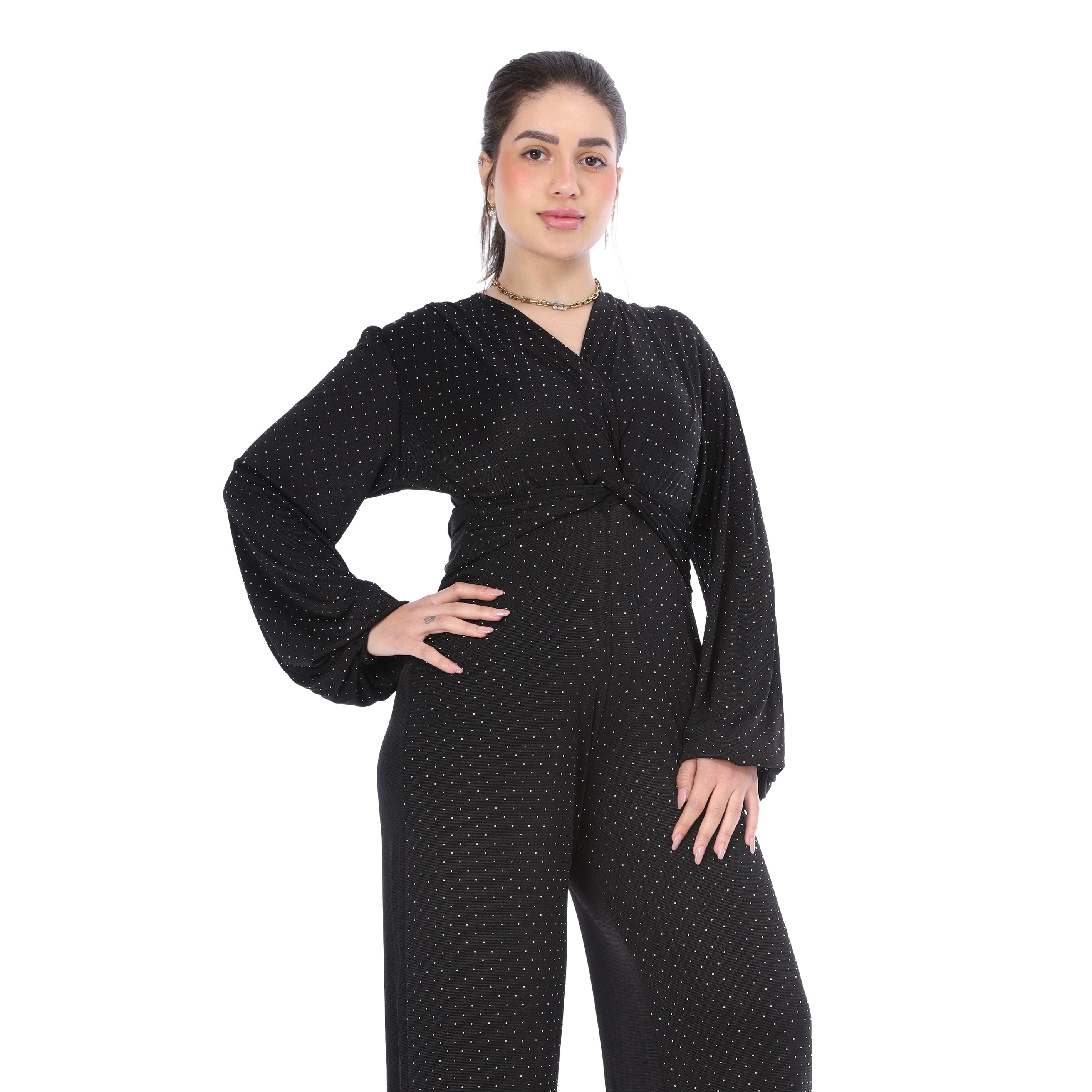 Polka Dot Wide-Leg Jumpsuit s1501622
